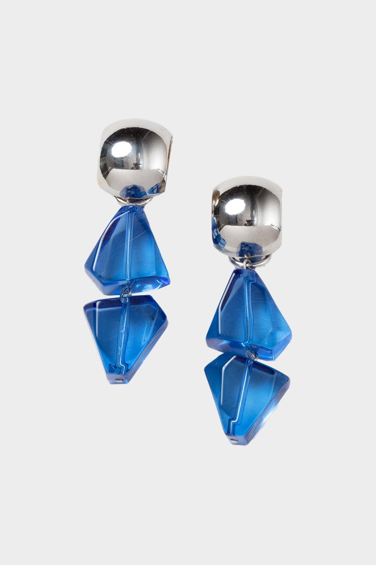 Anja Clip-On Drop Earring in Clear Blue