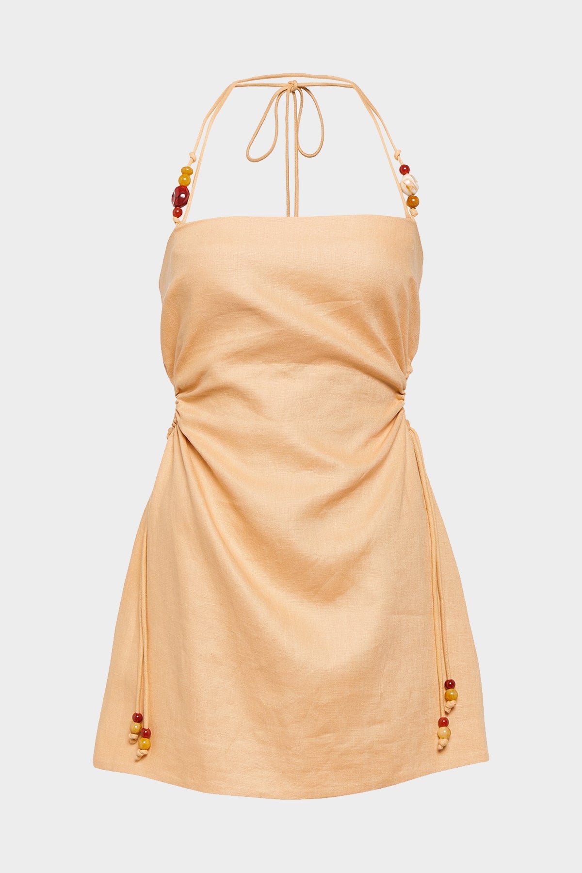 Antonia Beaded Mini Dress in Light Tan