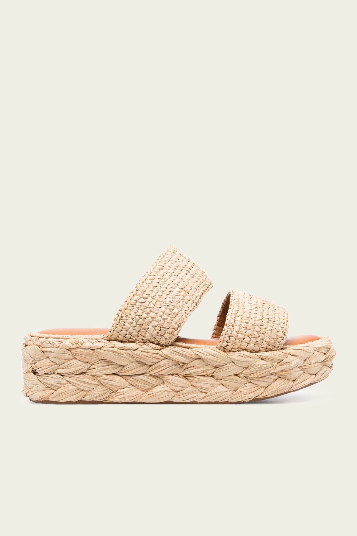 Arlene Raffia Platform Flat Sandals in Natural