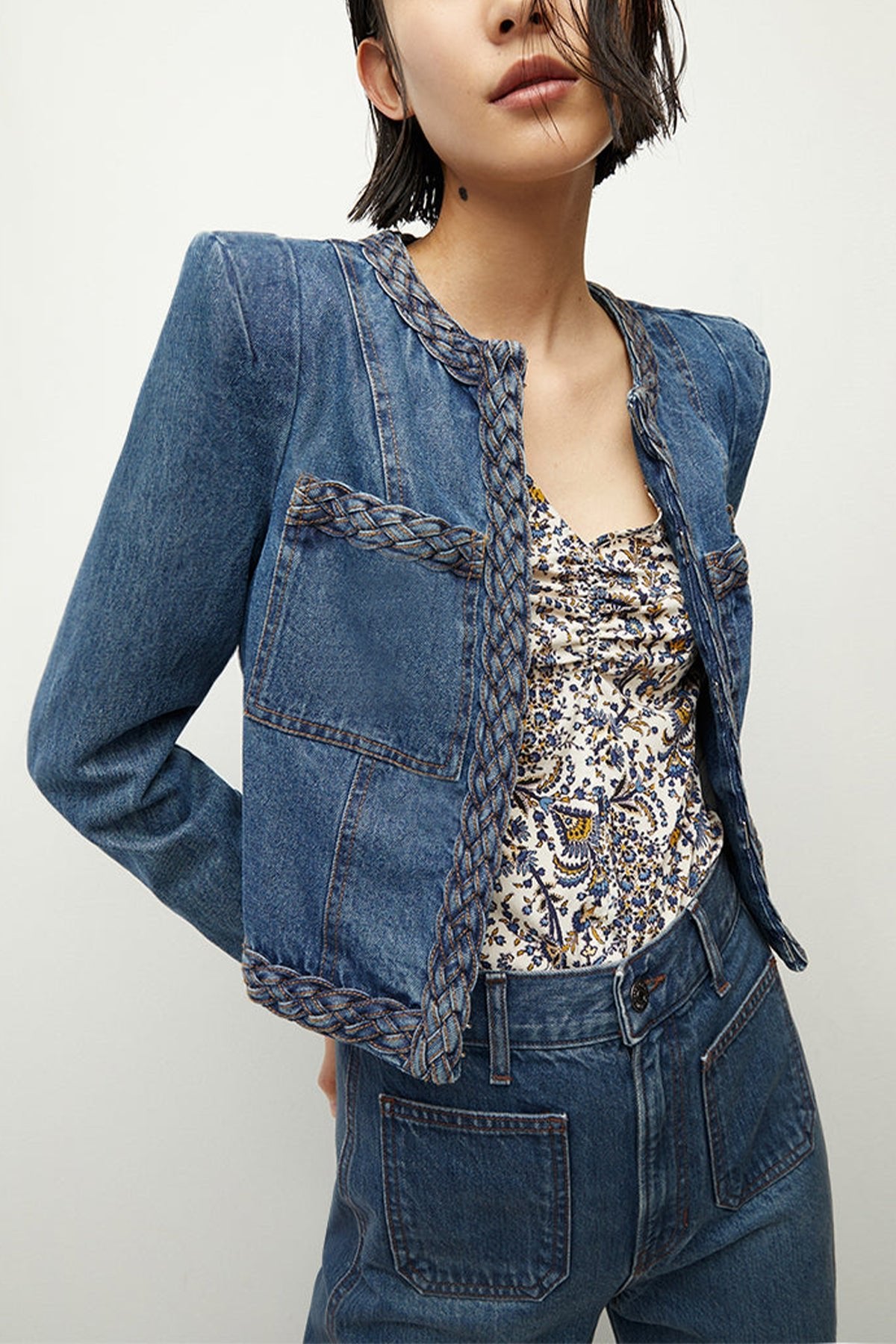 Arrowe Denim Jacket in Stone Bright Blue