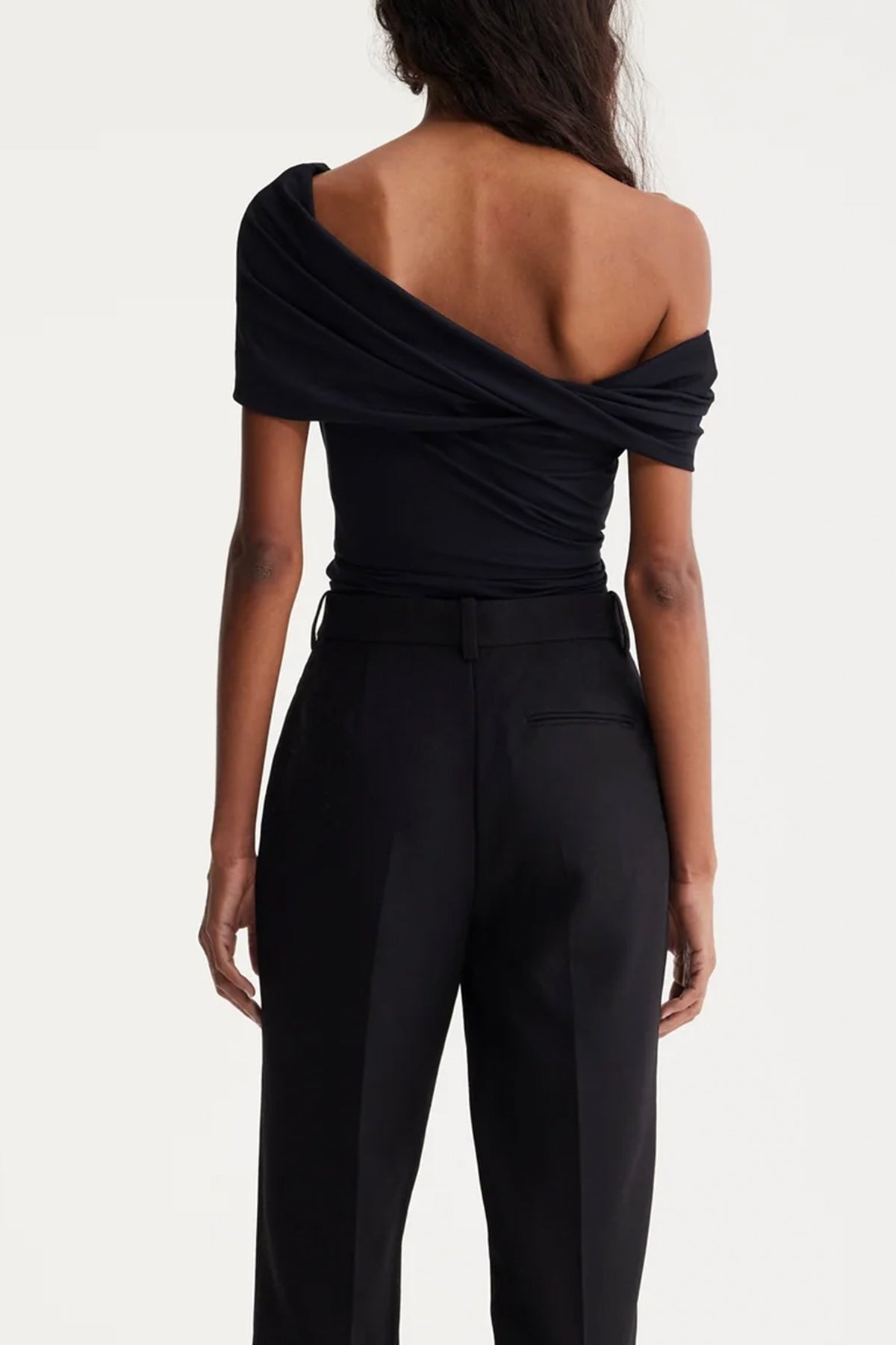 Asymmetrical Off Shoulder Top in Noir