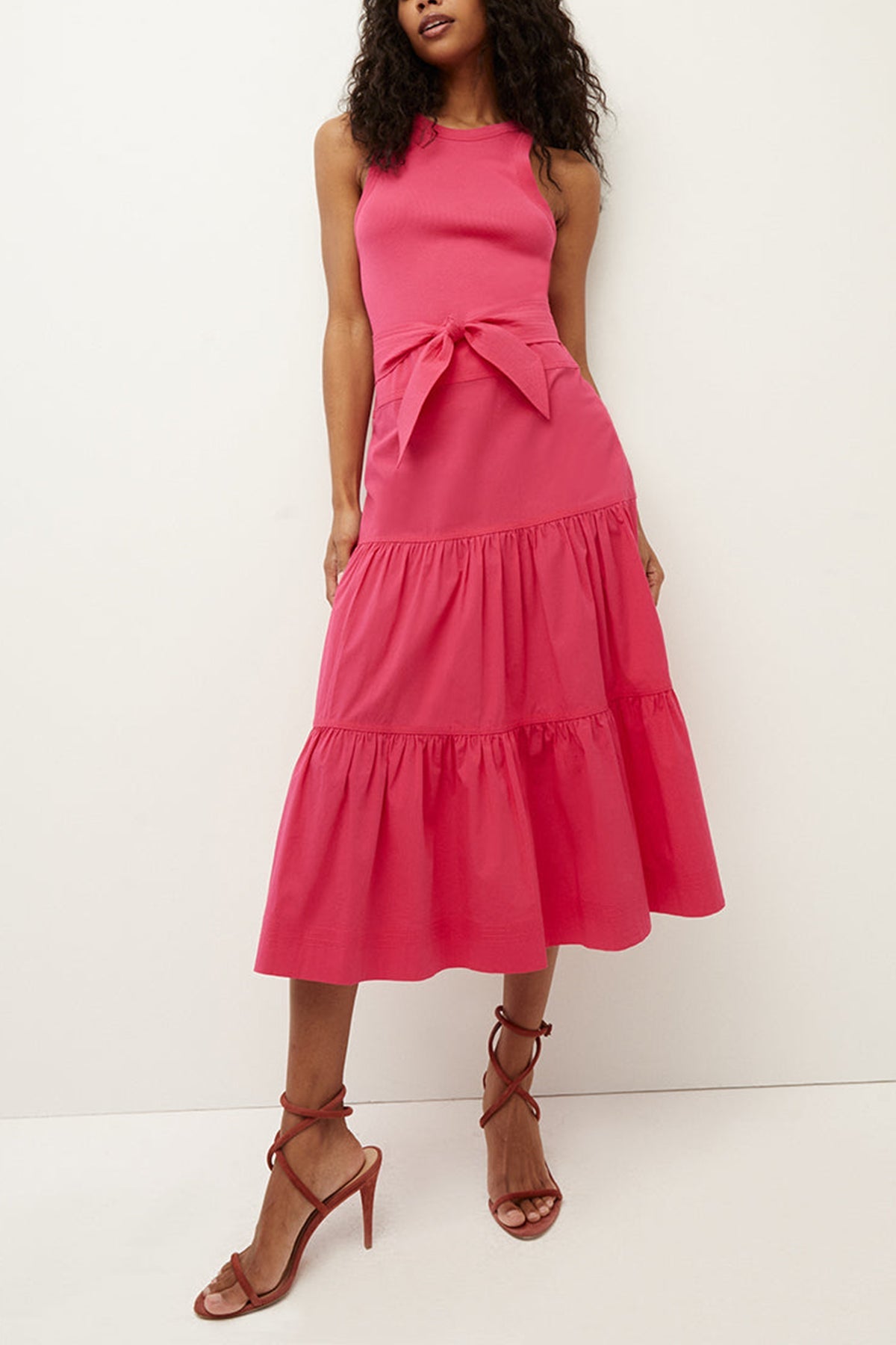 Austyn Tiered Dress in Fuchsia