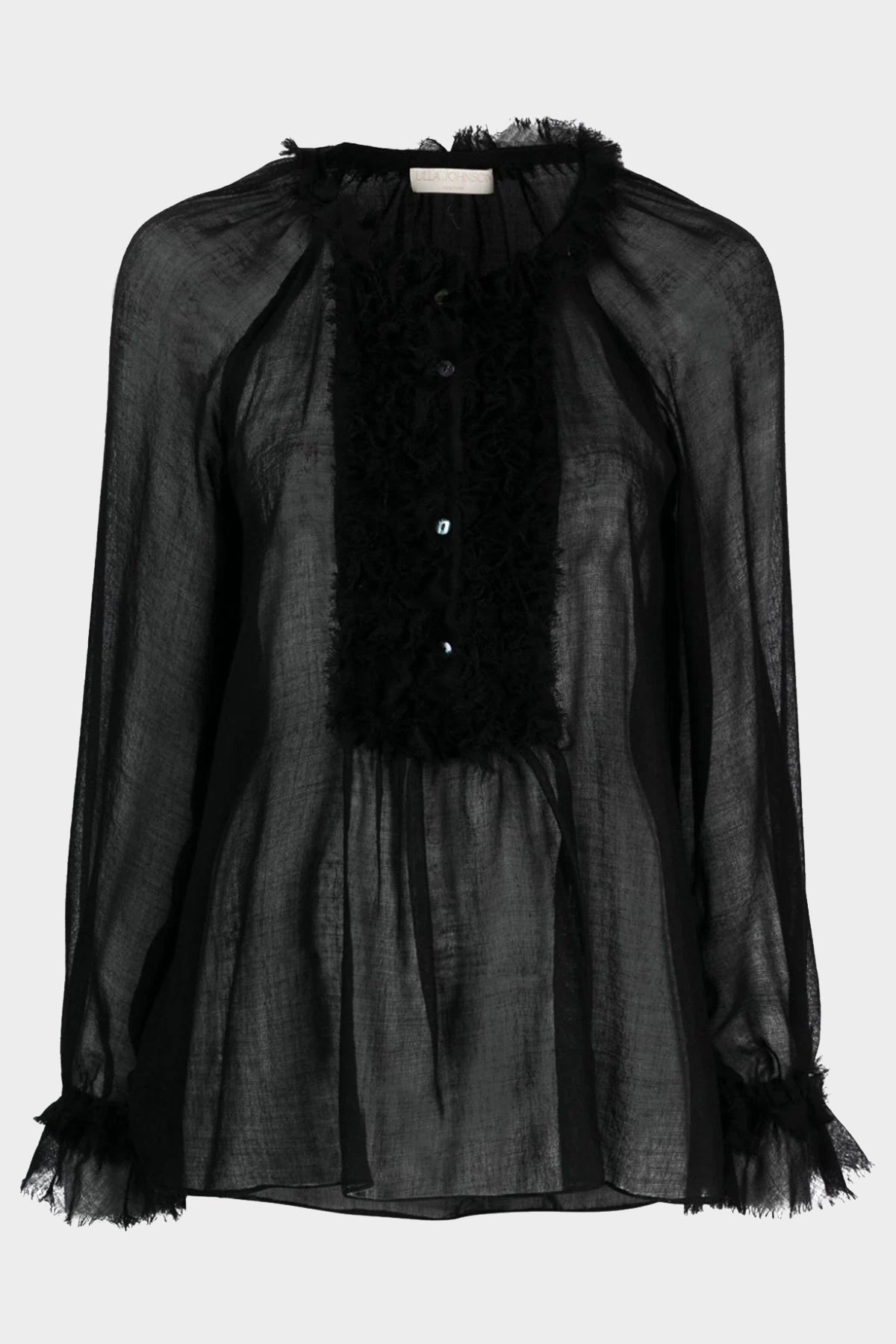 Bardot Sheer Wool Blouse in Noir