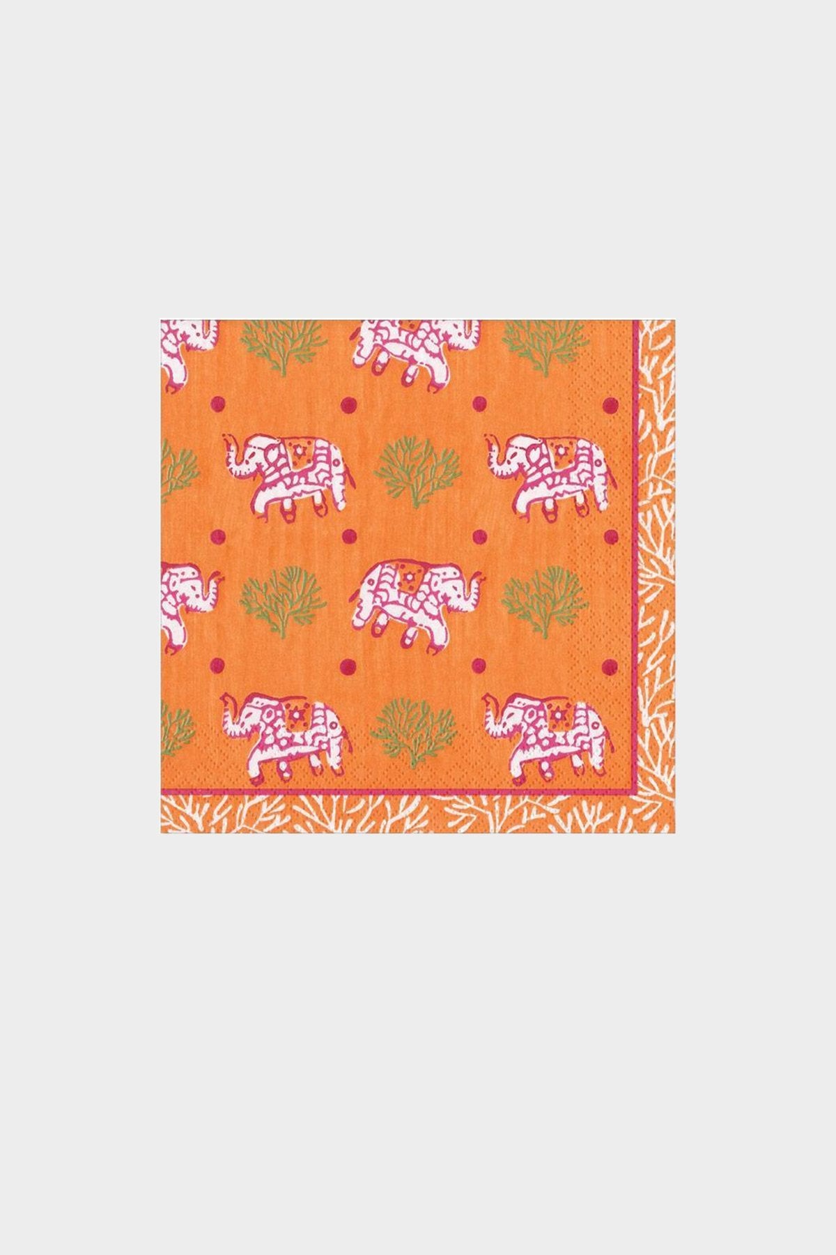 Batik Elephants Paper Cocktail Napkins in Orange