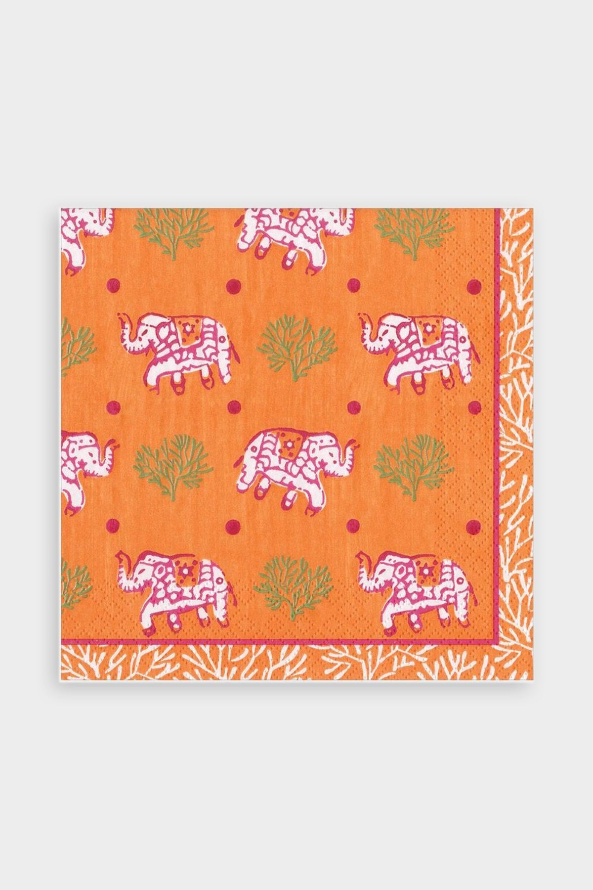 Batik Elephants Paper Luncheon Napkins in Orange