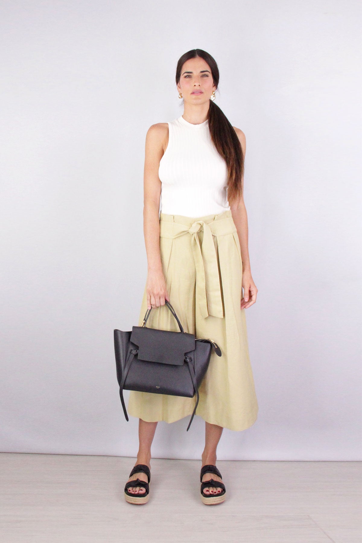 Belted Palazzo Culotte in Maiz