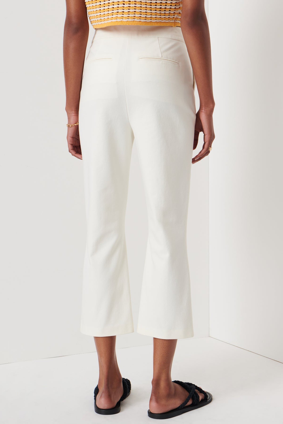 Bianca Cropped Slit Pant in Soft White