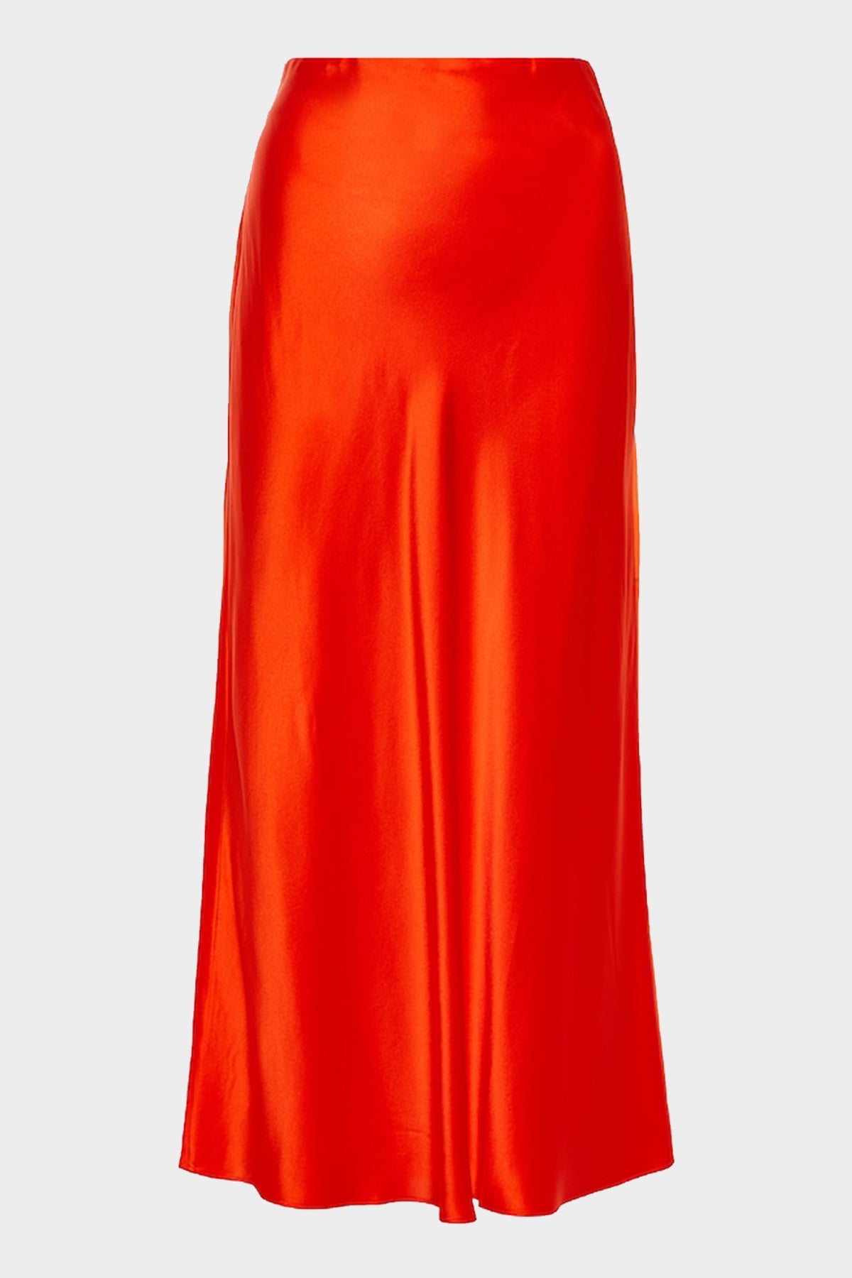 Bias Midi Skirt in Red Orange