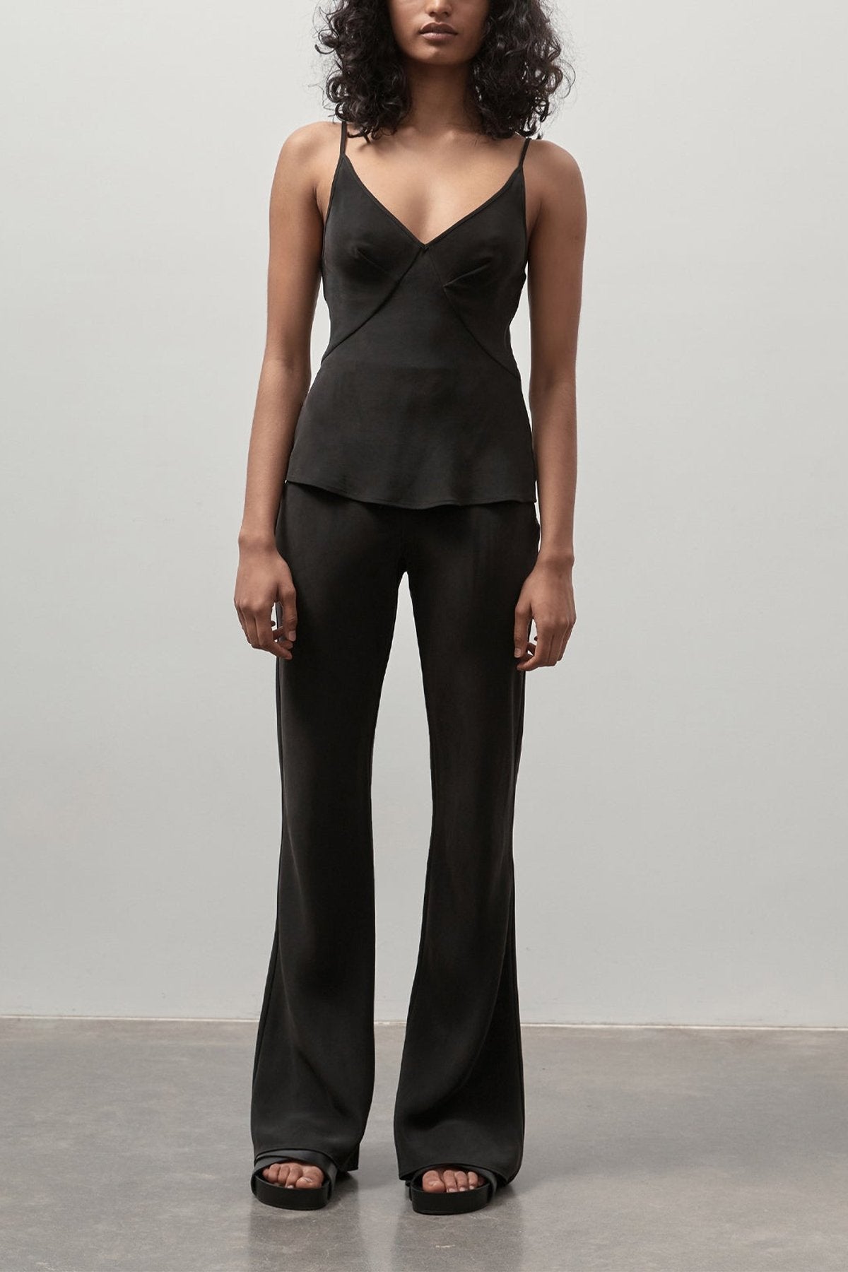 Bias Silk Pant in Black