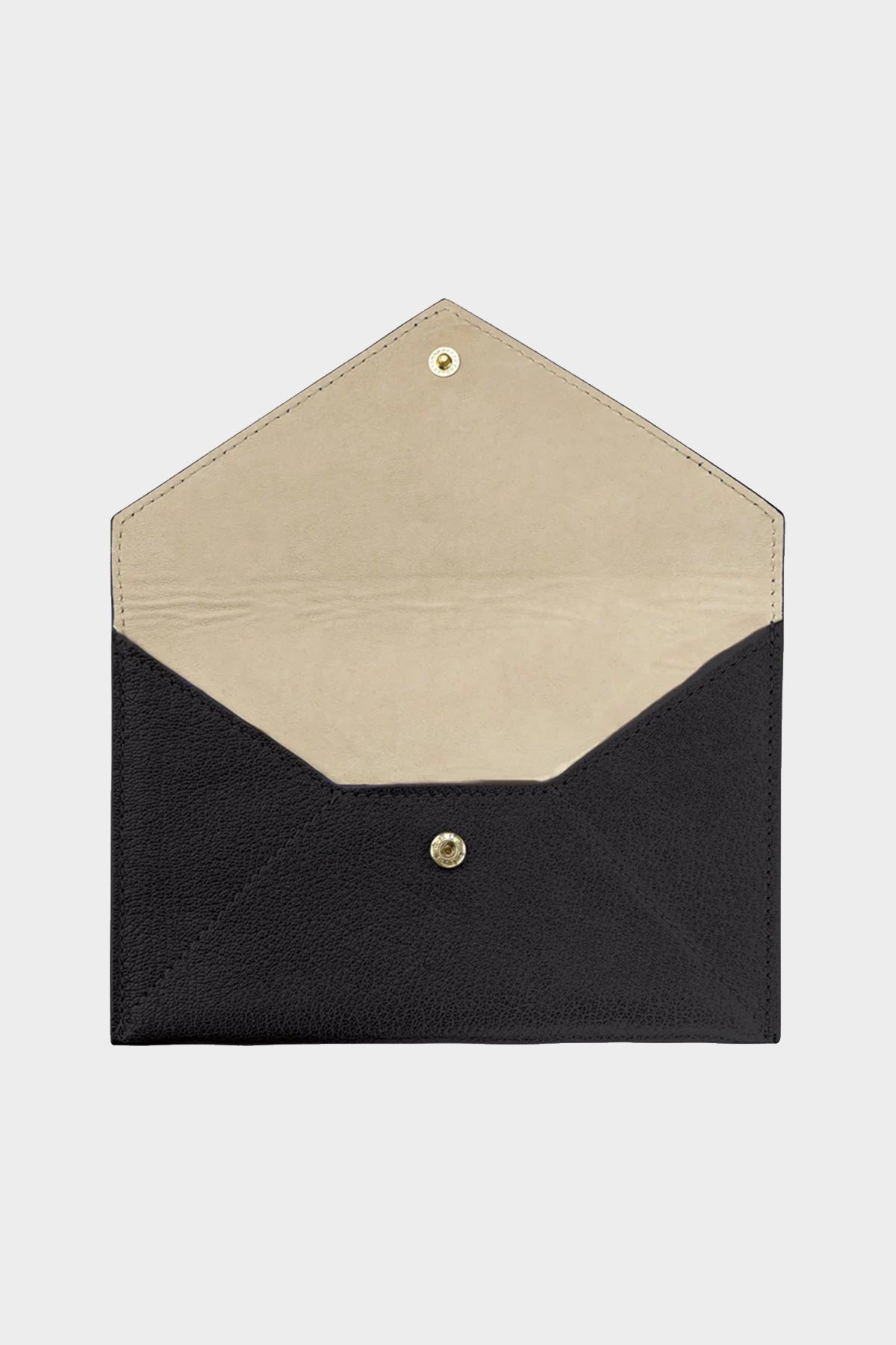 Black Goatskin Leather Medium Envelope