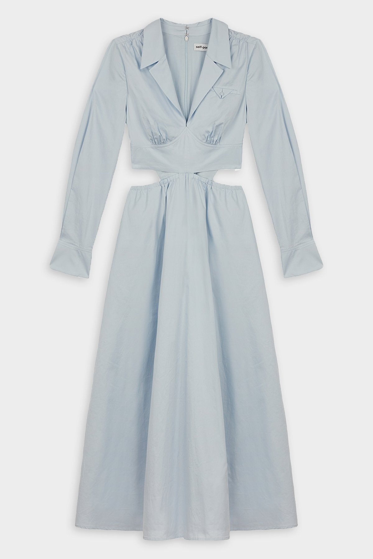 Blue Cotton Cut-Out Dress in Light Blue