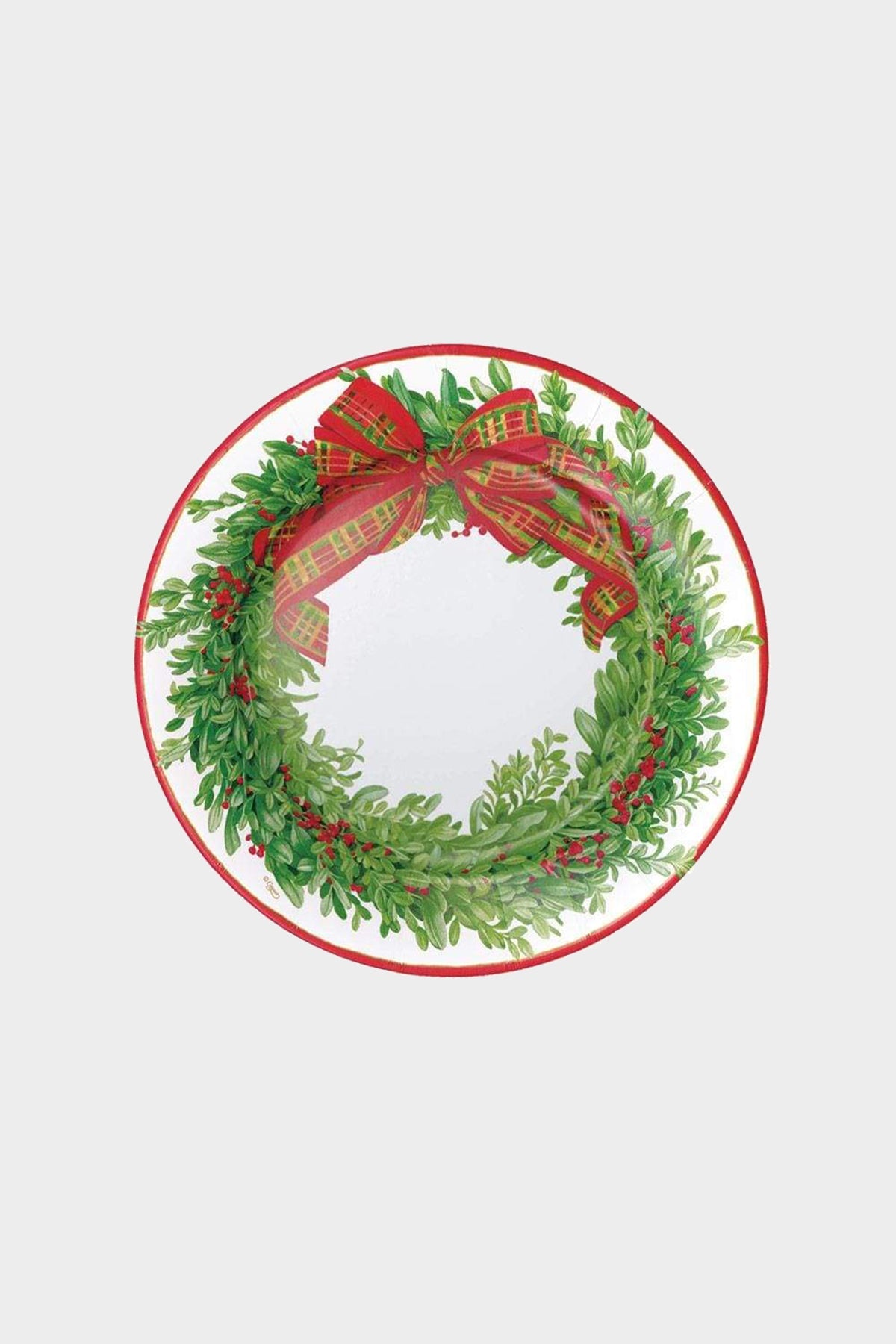 Boxwood and Berries Wreath Paper Salad & Dessert Plates