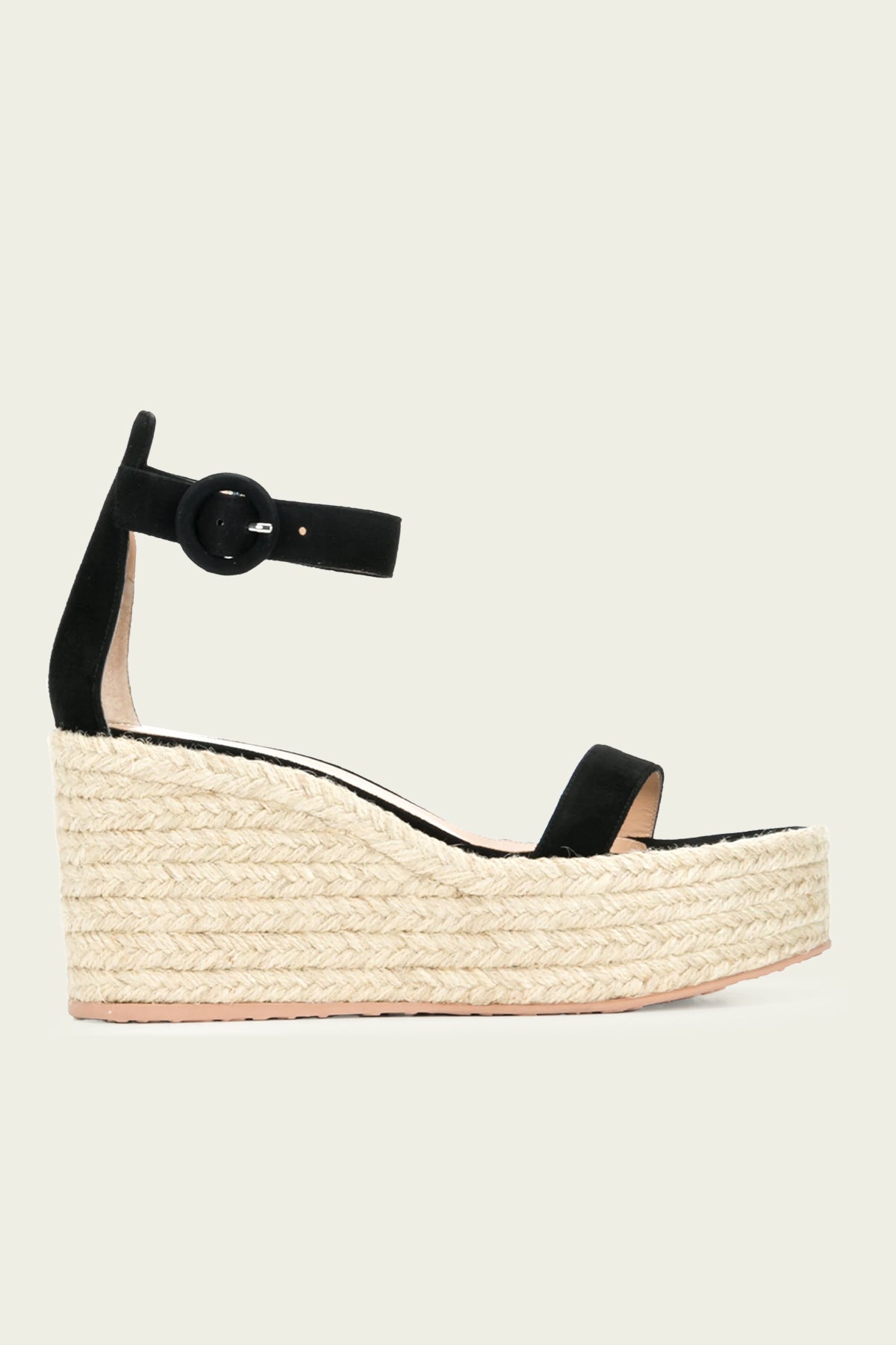 Braided Suede Platform Sandals in Black Natural