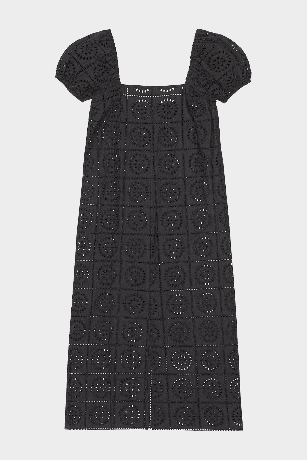 Broderie Anglaise Midi Dress in Black