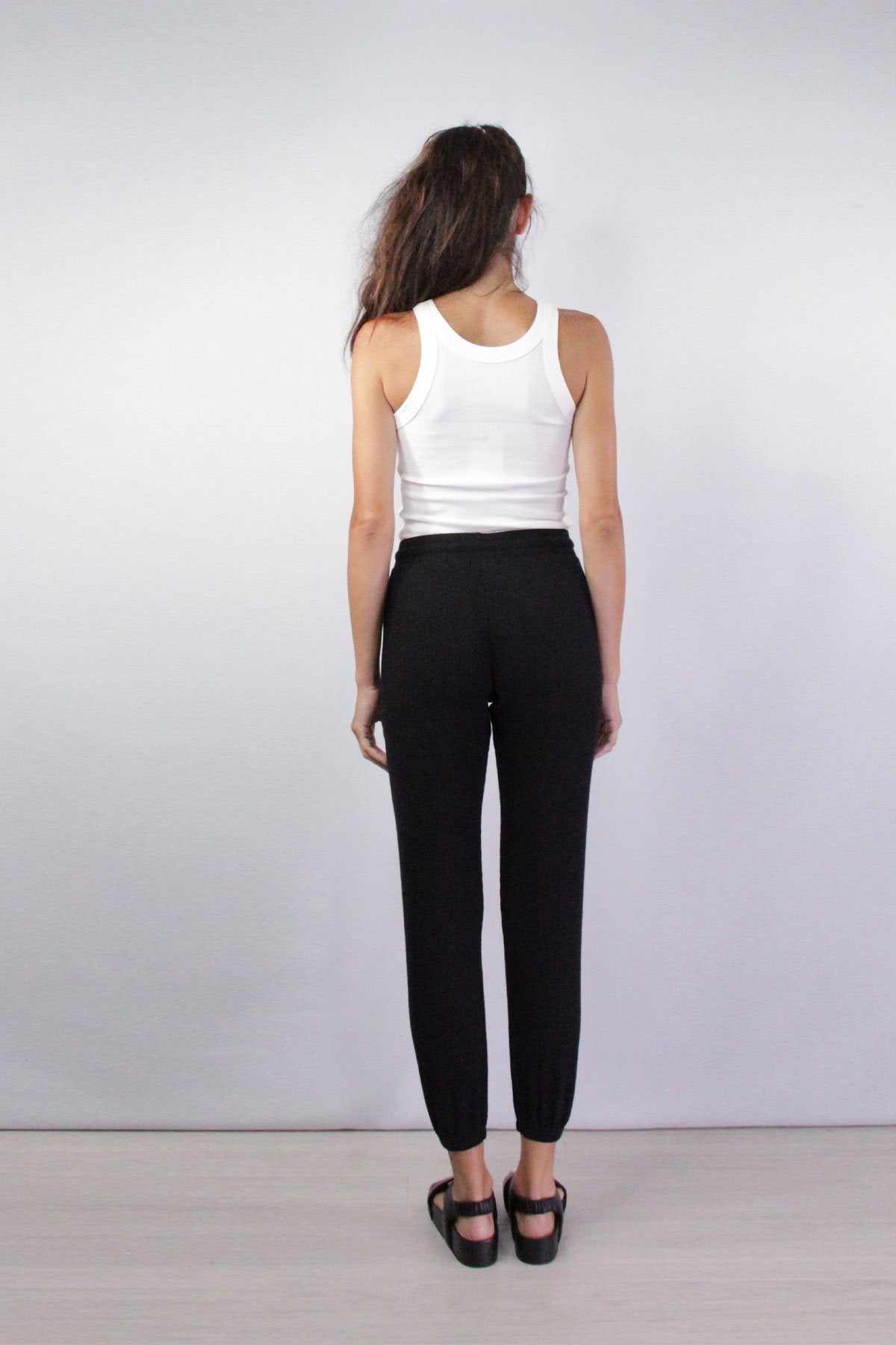 Brushed Rib Pant in Black