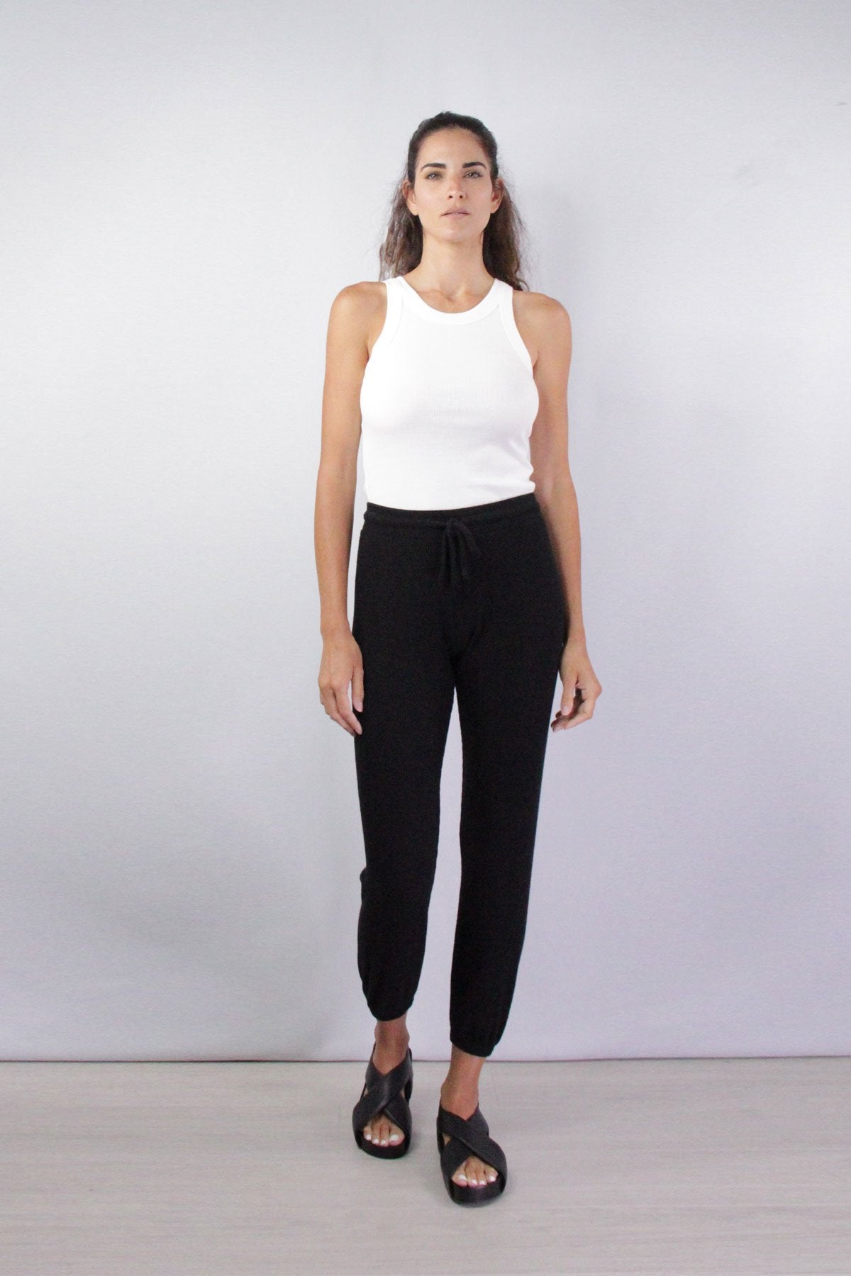 Brushed Rib Pant in Black