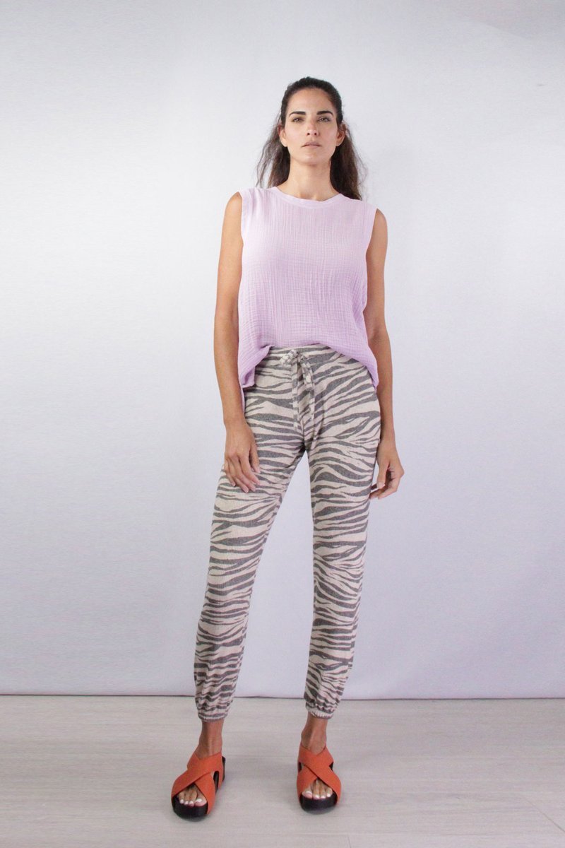 Brushed Rib Pant in Zebra