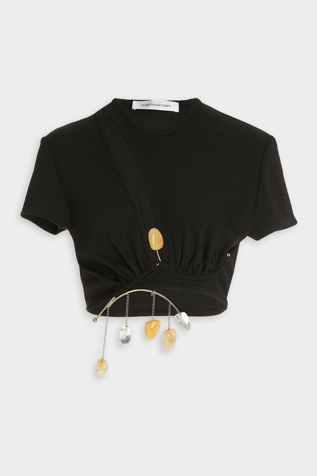 Cap Sleeve Mobile Quartz Crop in Black