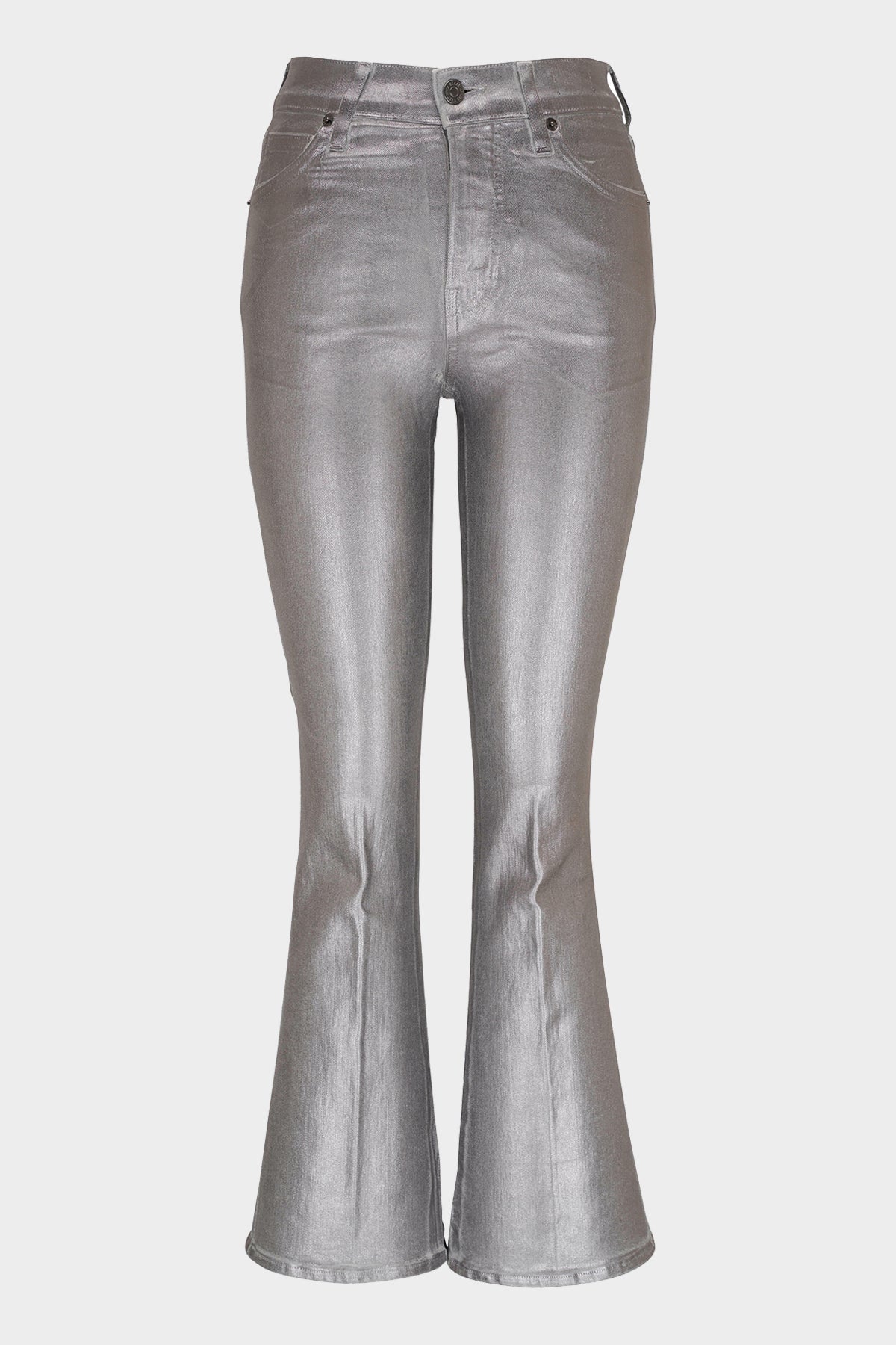 Carson Metallic High-Rise Ankle Jean in Gunmetal