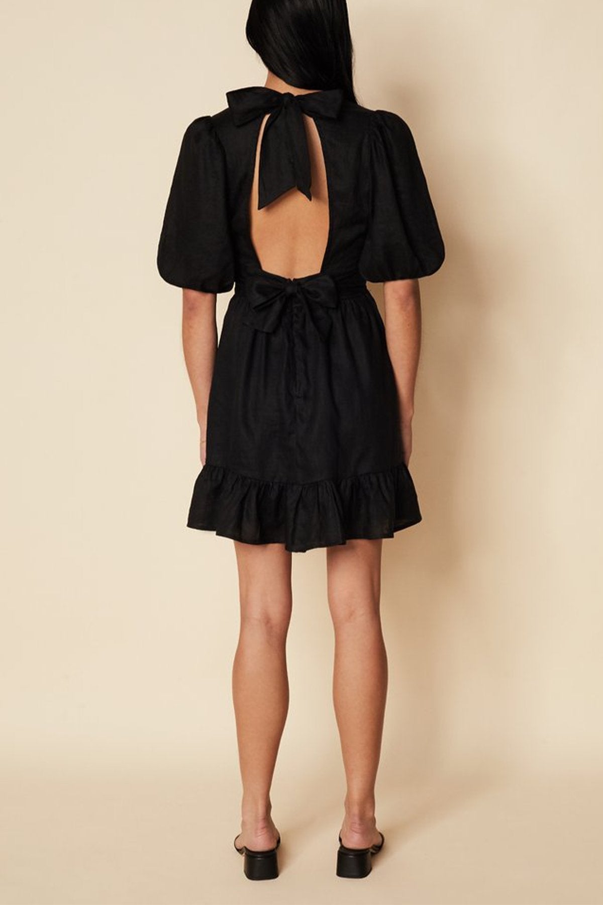 Catrina Mini Dress in Plain Black