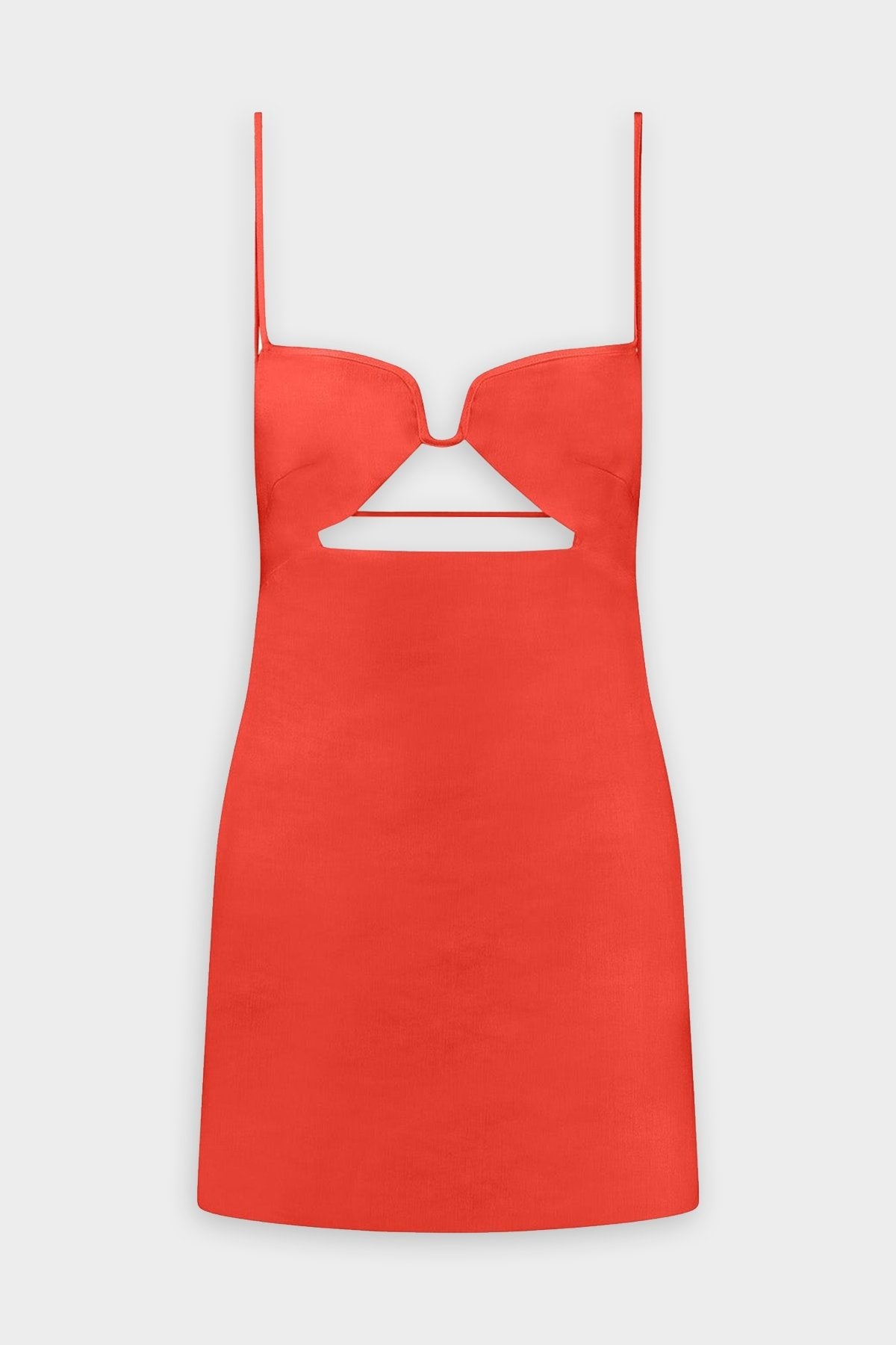 Chaleg Linen Short Dress in Blood Orange