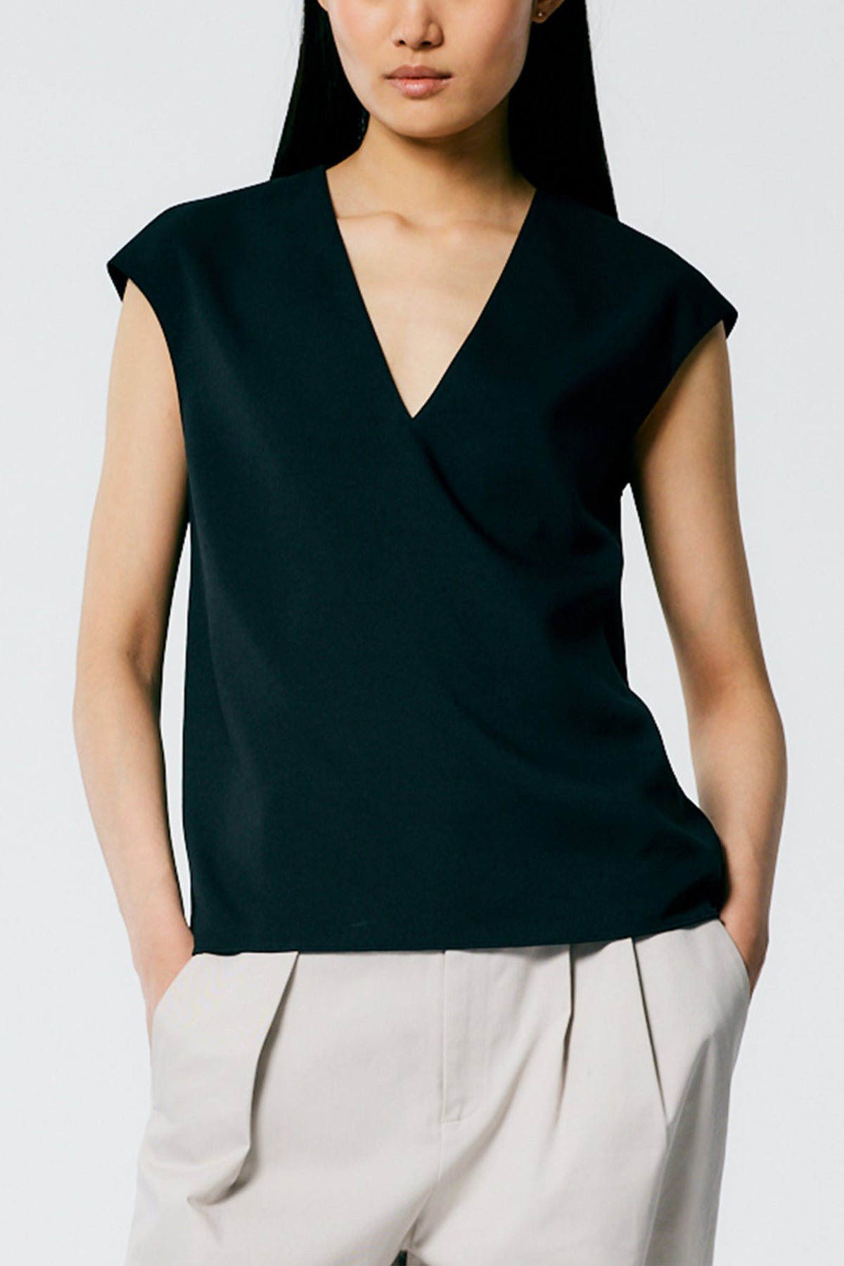 Chalky Drape Handkerchief Top in Black