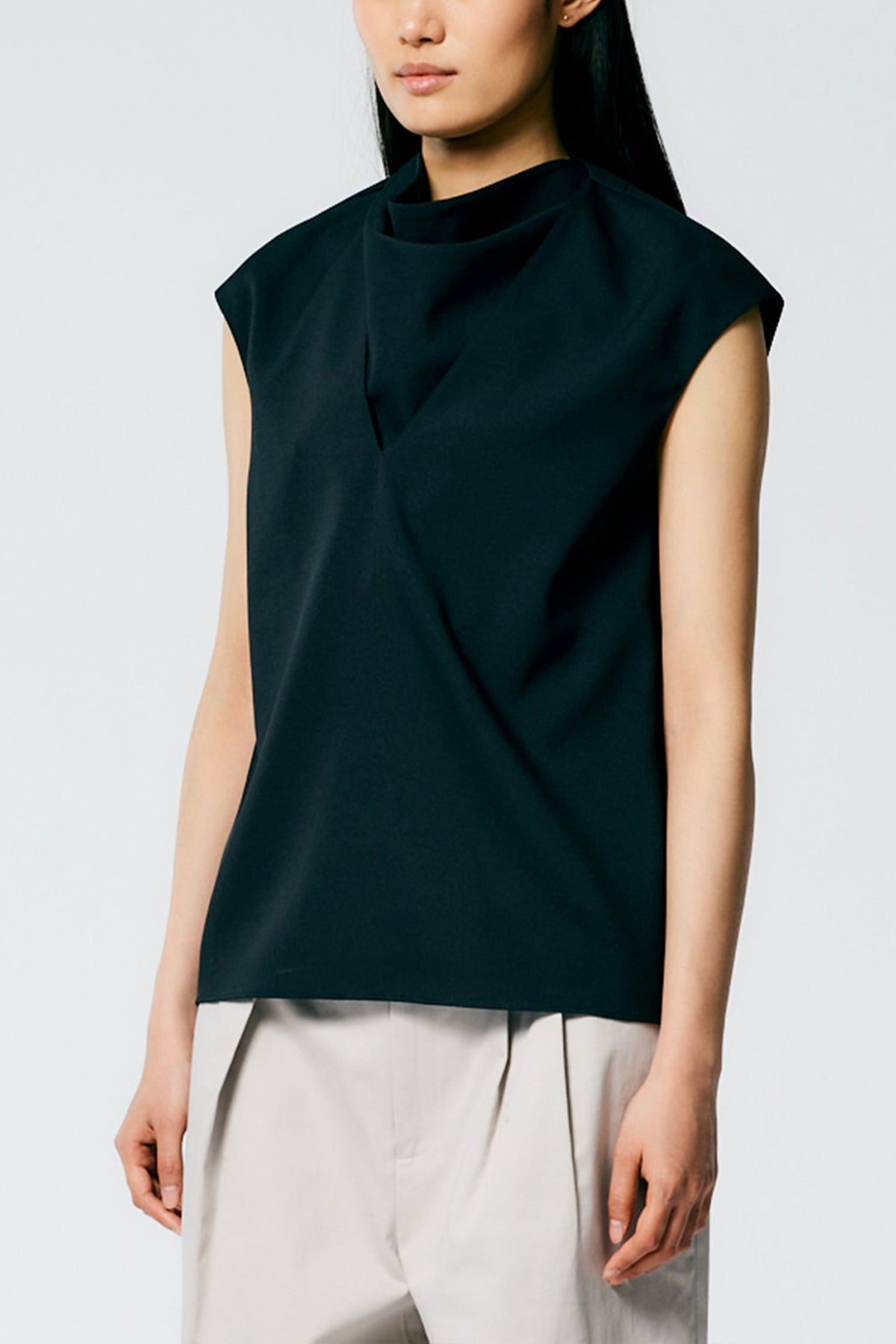 Chalky Drape Handkerchief Top in Black