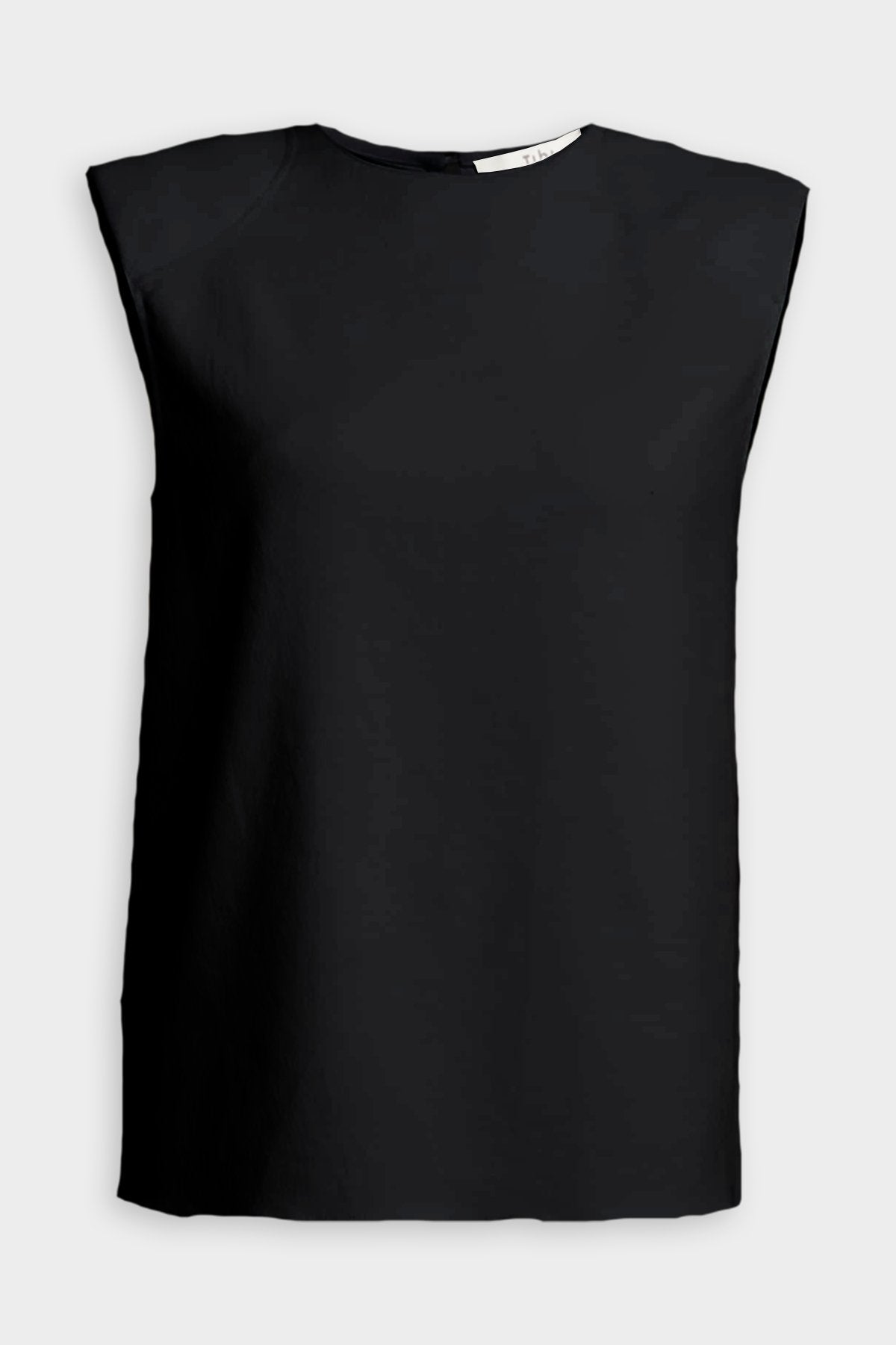 Chalky Drape Padded Shoulder Sleeveless Top in Black