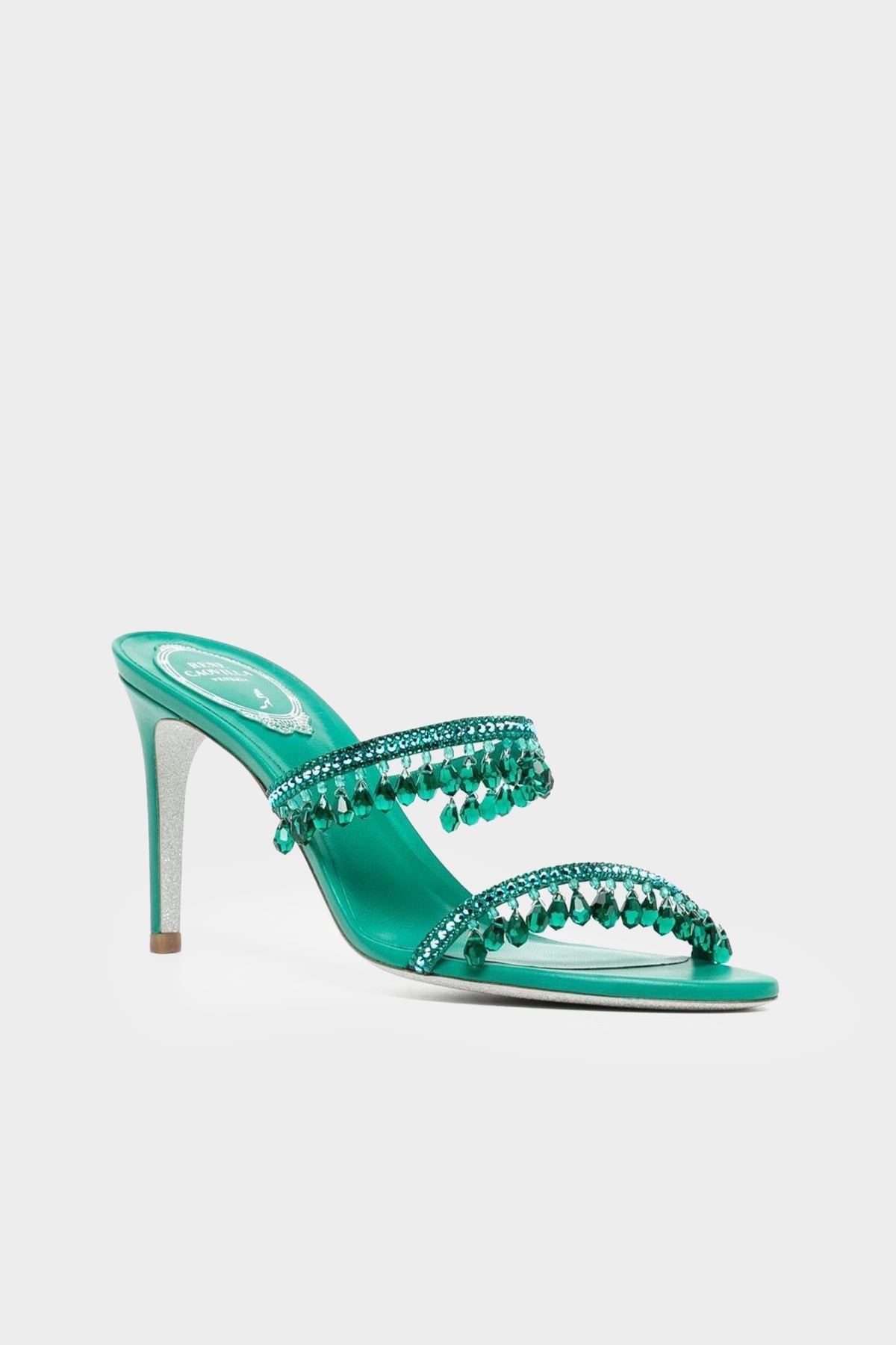 Chandelier Crystal 80 Sandals in Emerald