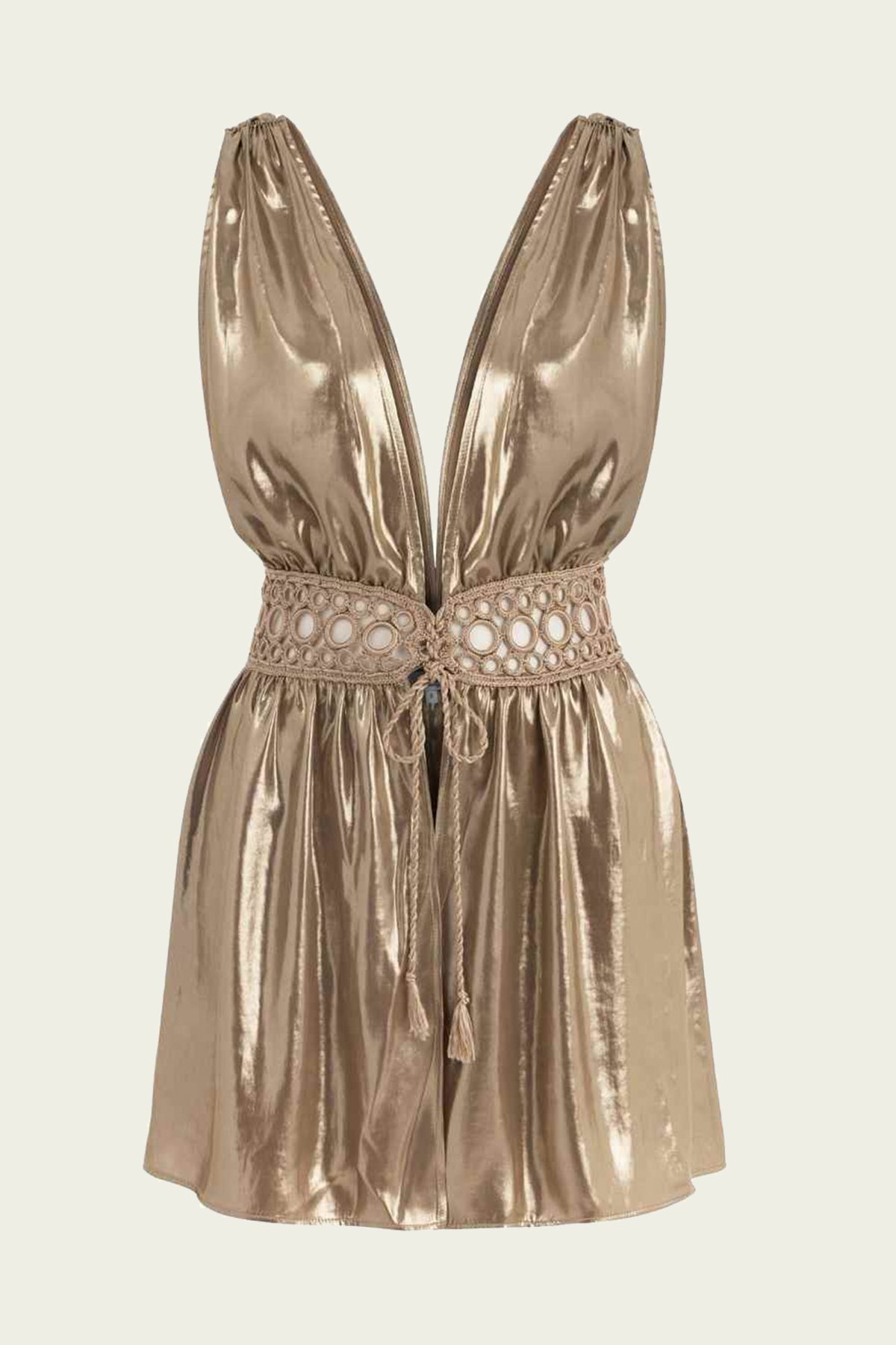 Charlotte Bronze Shimmer Mini Dress in Bronze Shimmer