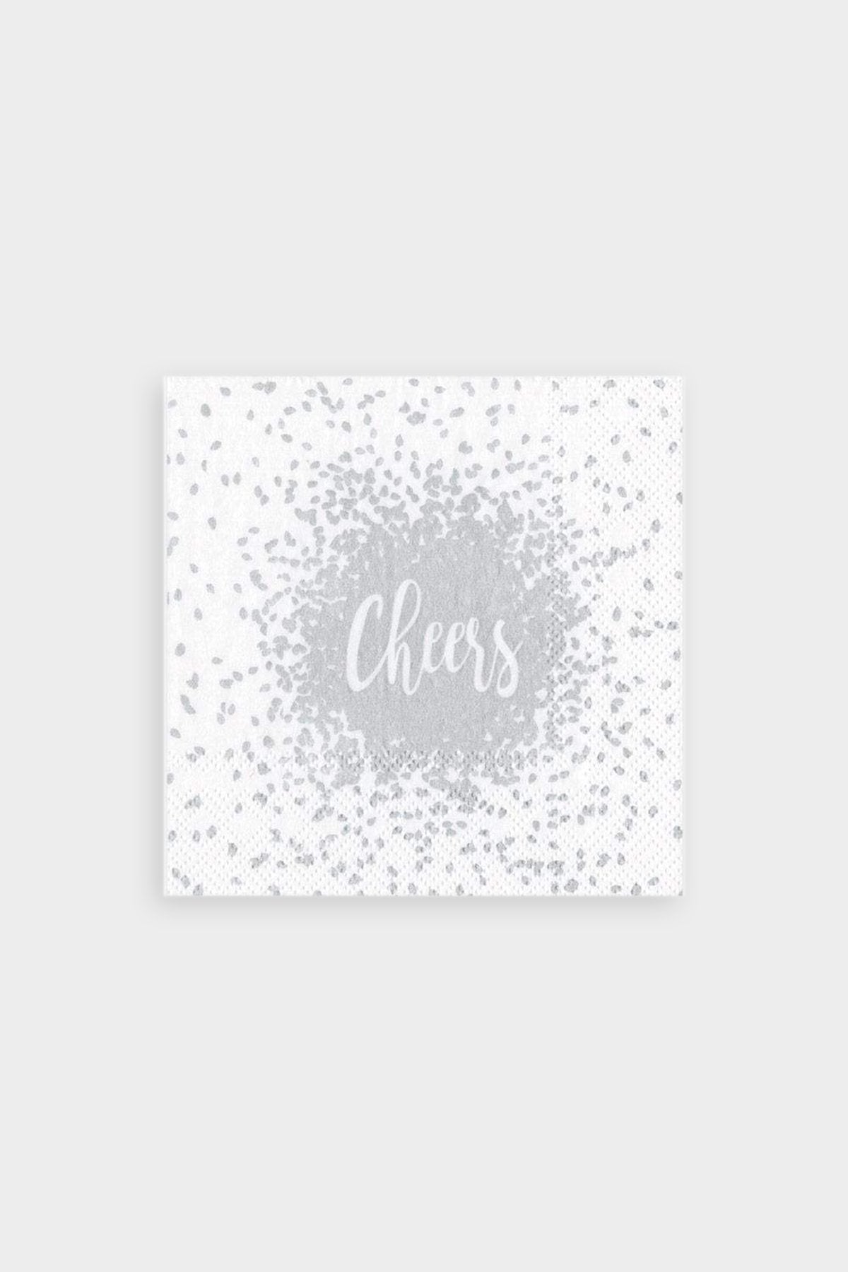 Cheers Paper Cocktail Napkins in Silver