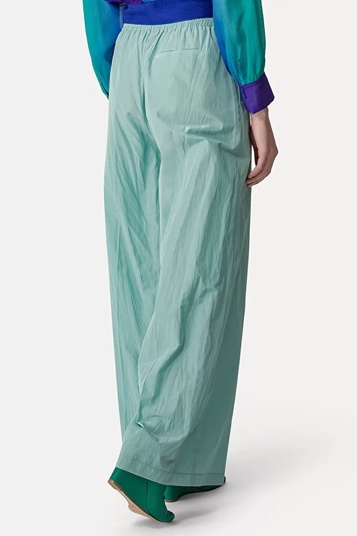 Chic Taffeta Palazzo Pants in Aquatic