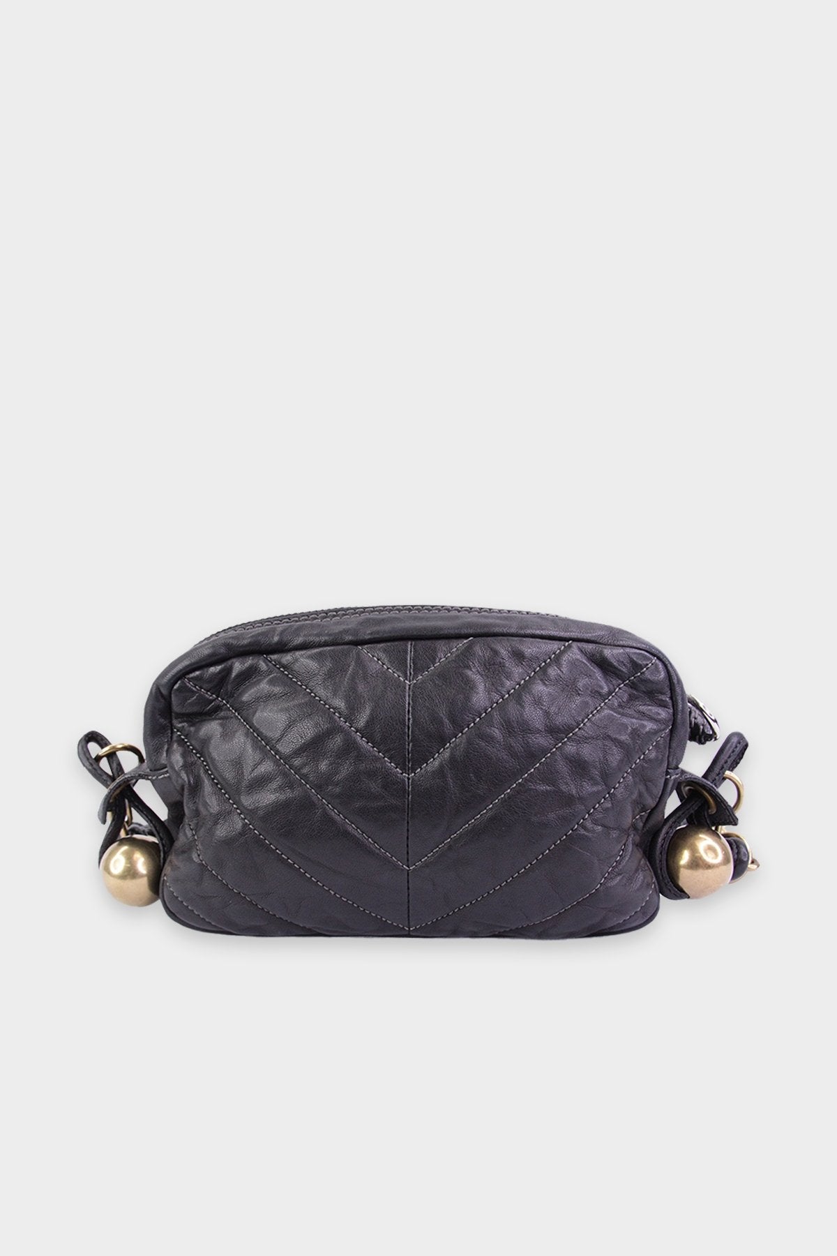 Chloe Black Leather Shoulder Handbag with Gold Details