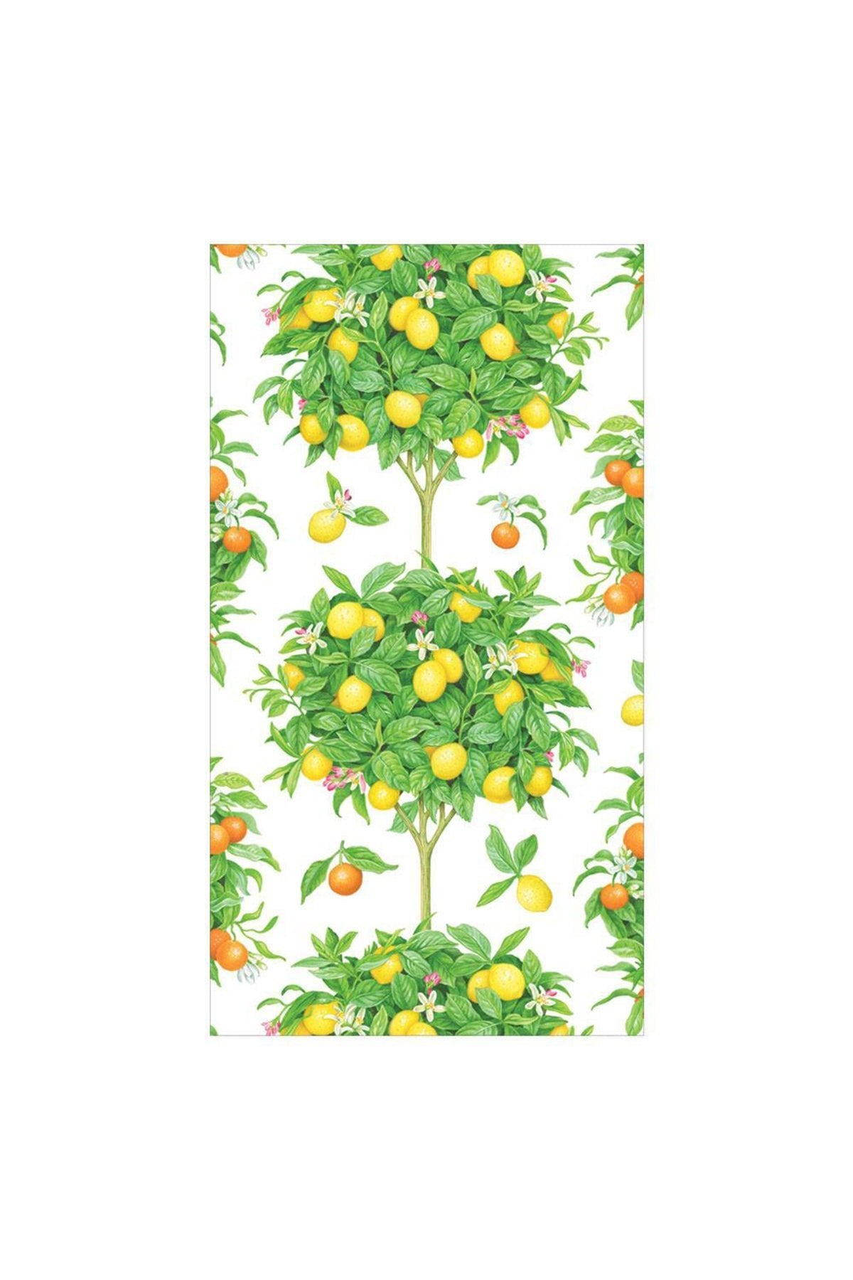 Citrus Topiaries Paper Guest Towel Napkins in White