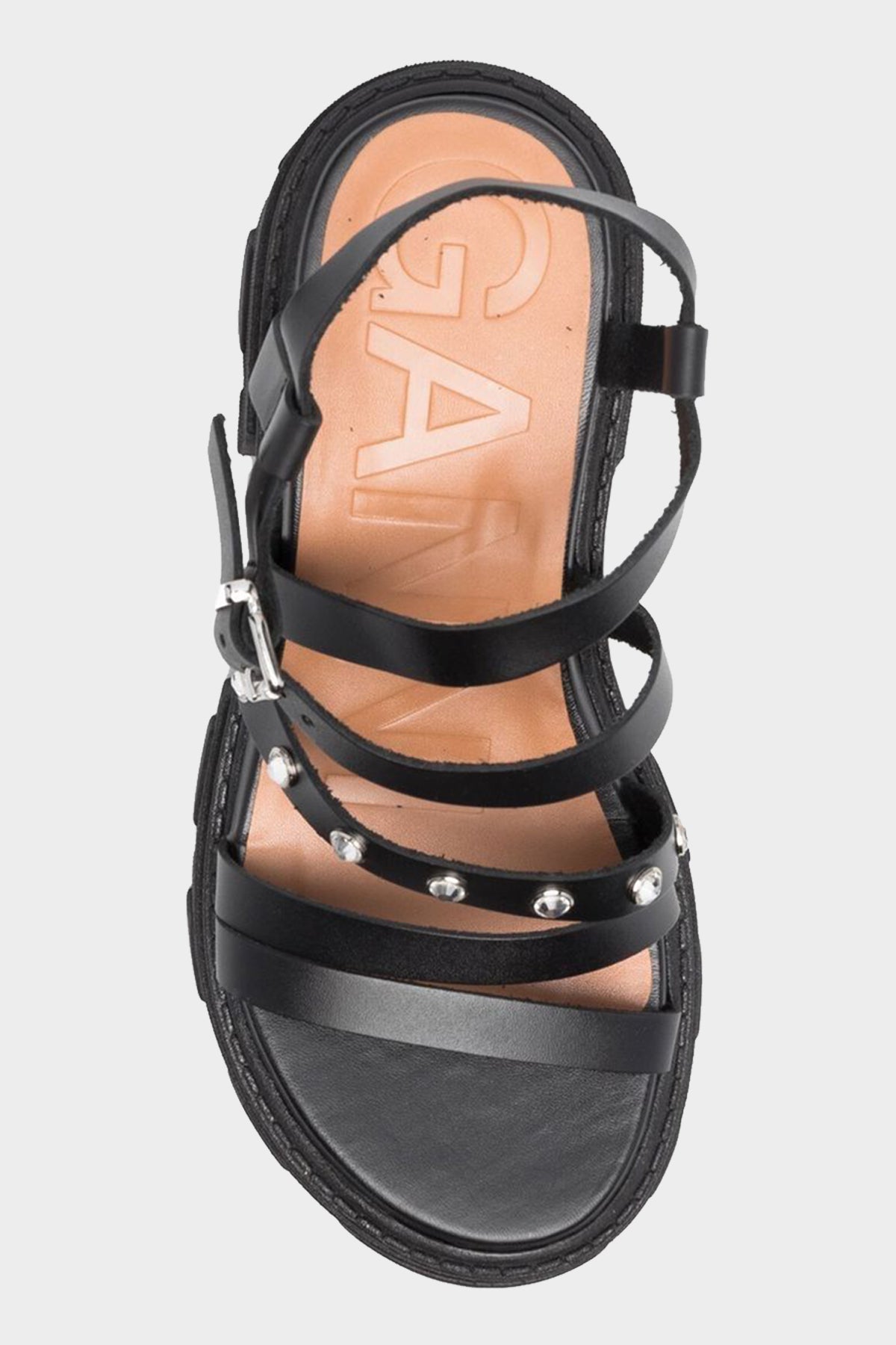 Cleated Strappy Sandal in Black