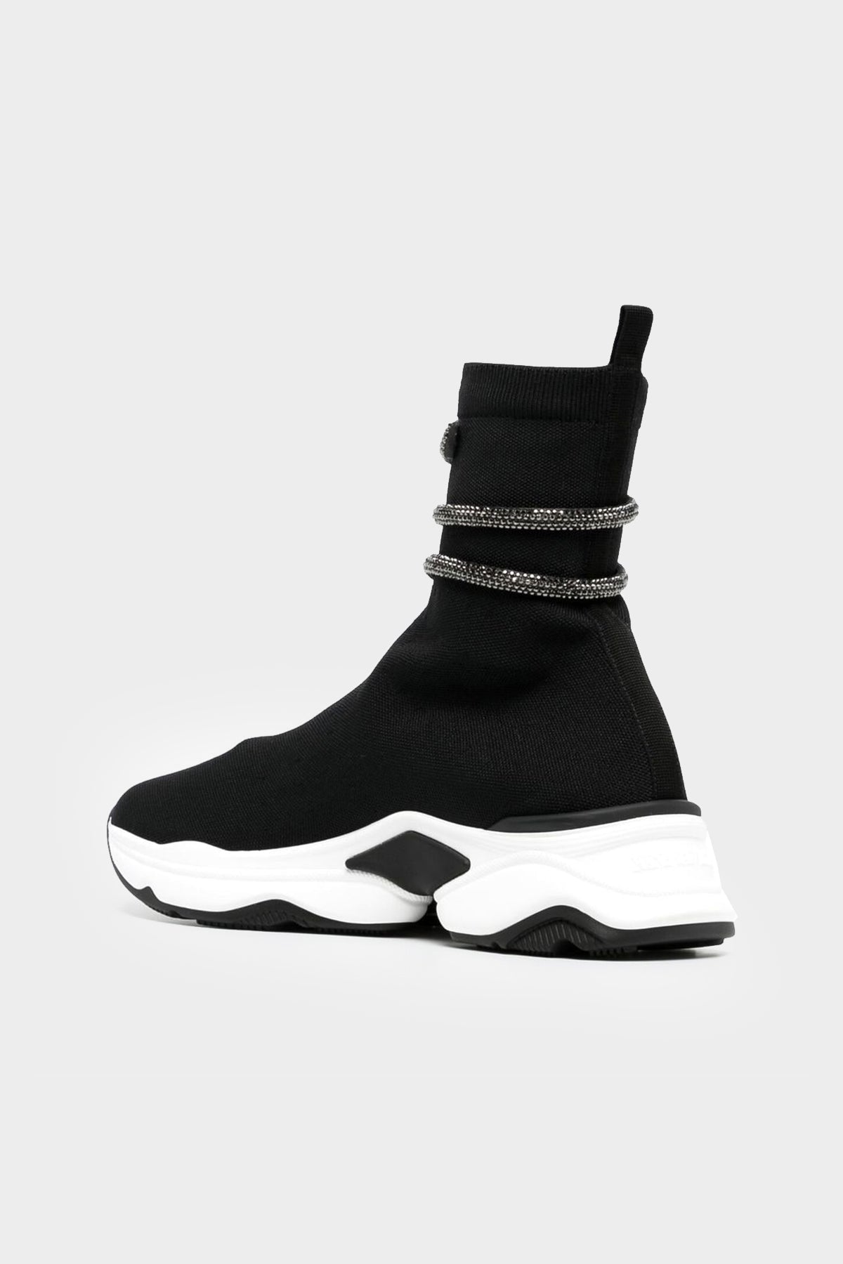 Cleo Crystal Wrap Sock Sneakers in Black