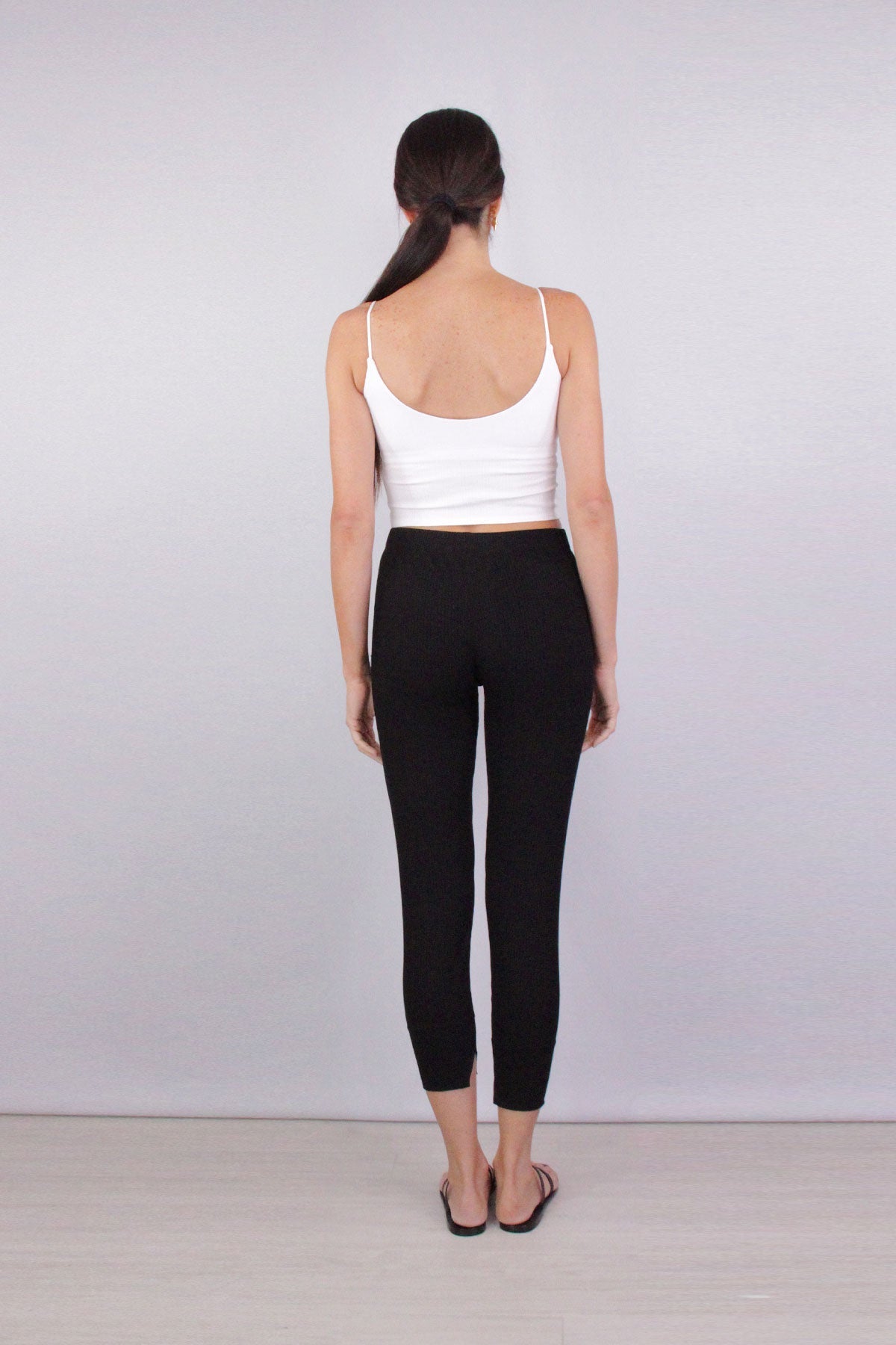 Compact Rib Strappy Cropped Tank in White