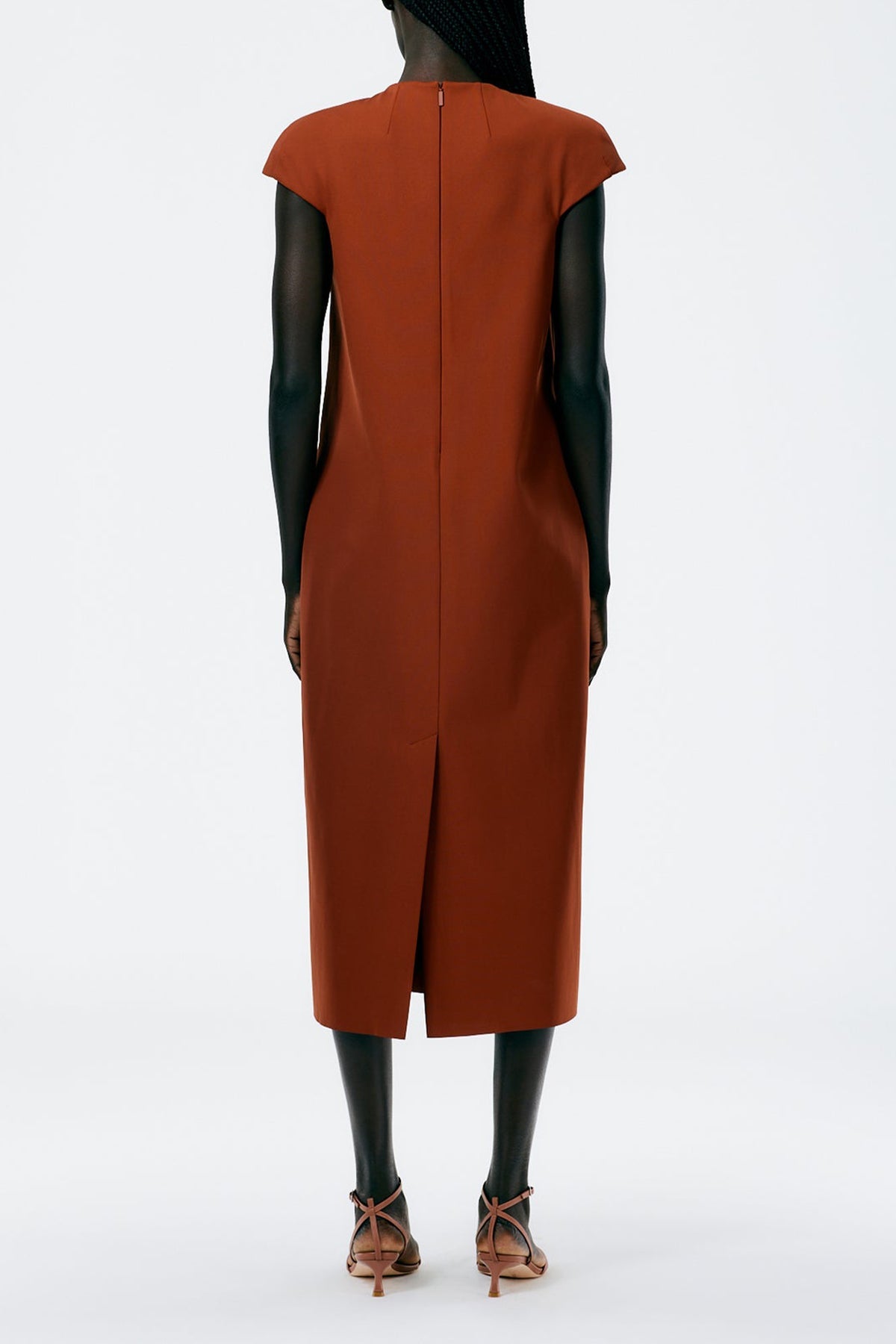 Compact Ultra Stretch Knit Lean Sleeveless Dress in Redwood