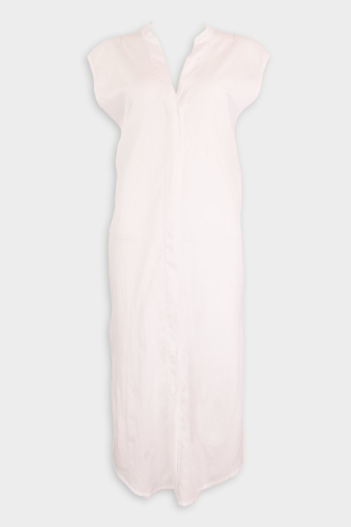 Cool Cotton Sleveless Shirtdress in White