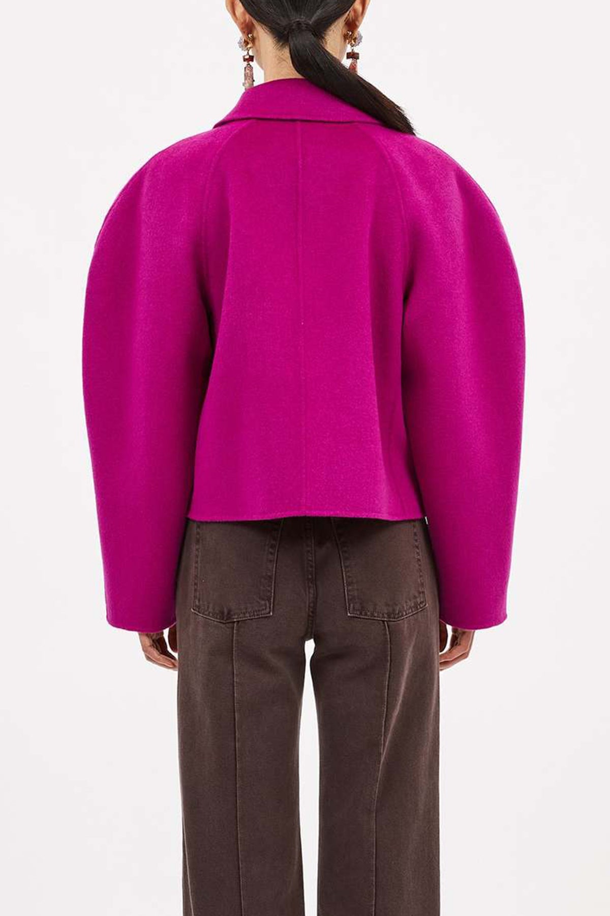 Coralie Wool-Blend Cropped Jacket in Thistle