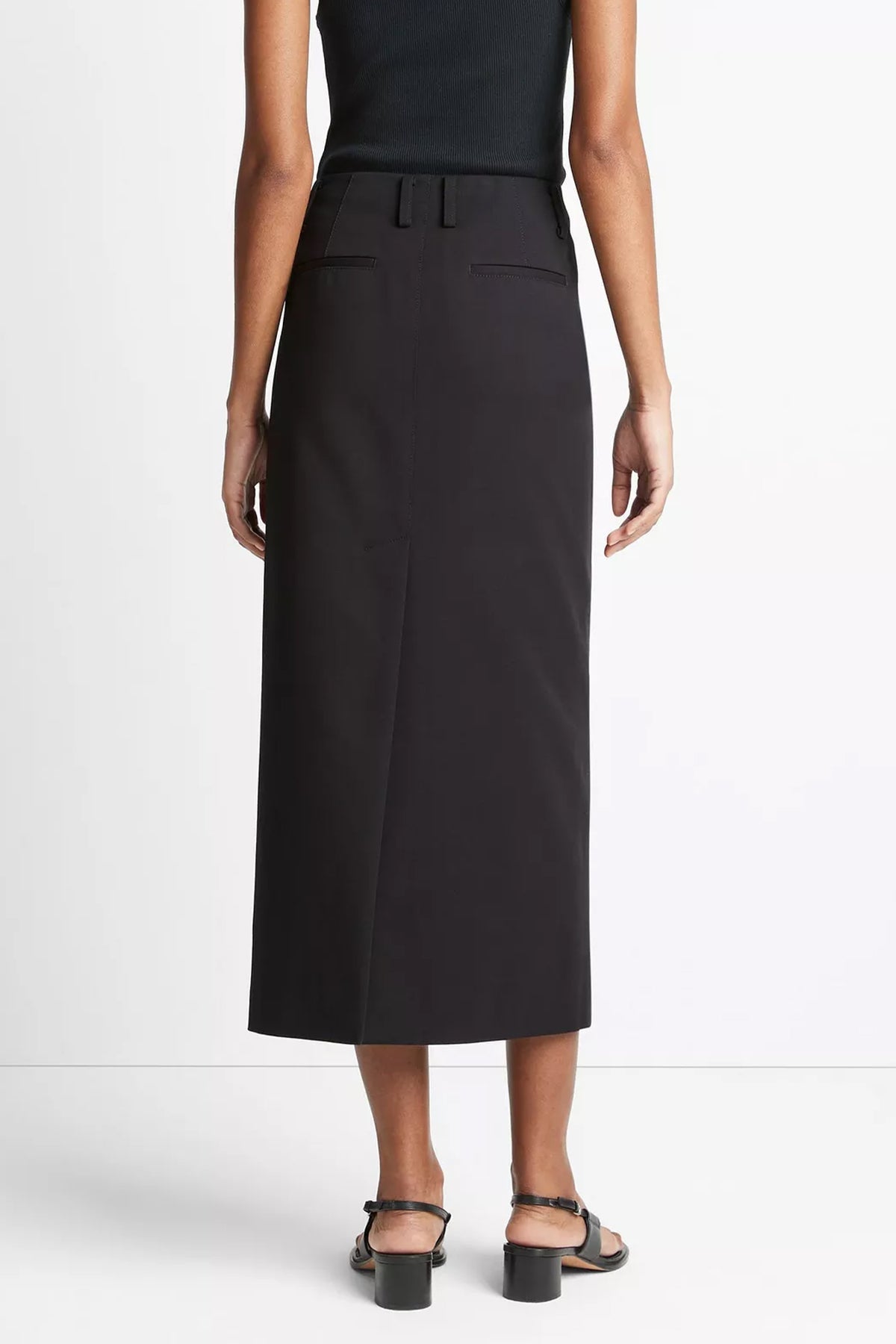 Cotton Low-Rise Straight Trouser Skirt in Black