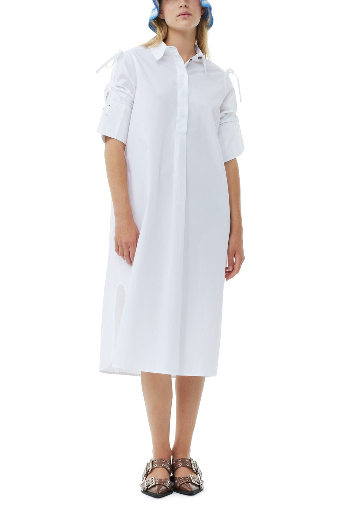 Cotton Poplin Oversized Shirt Dress in Bright White