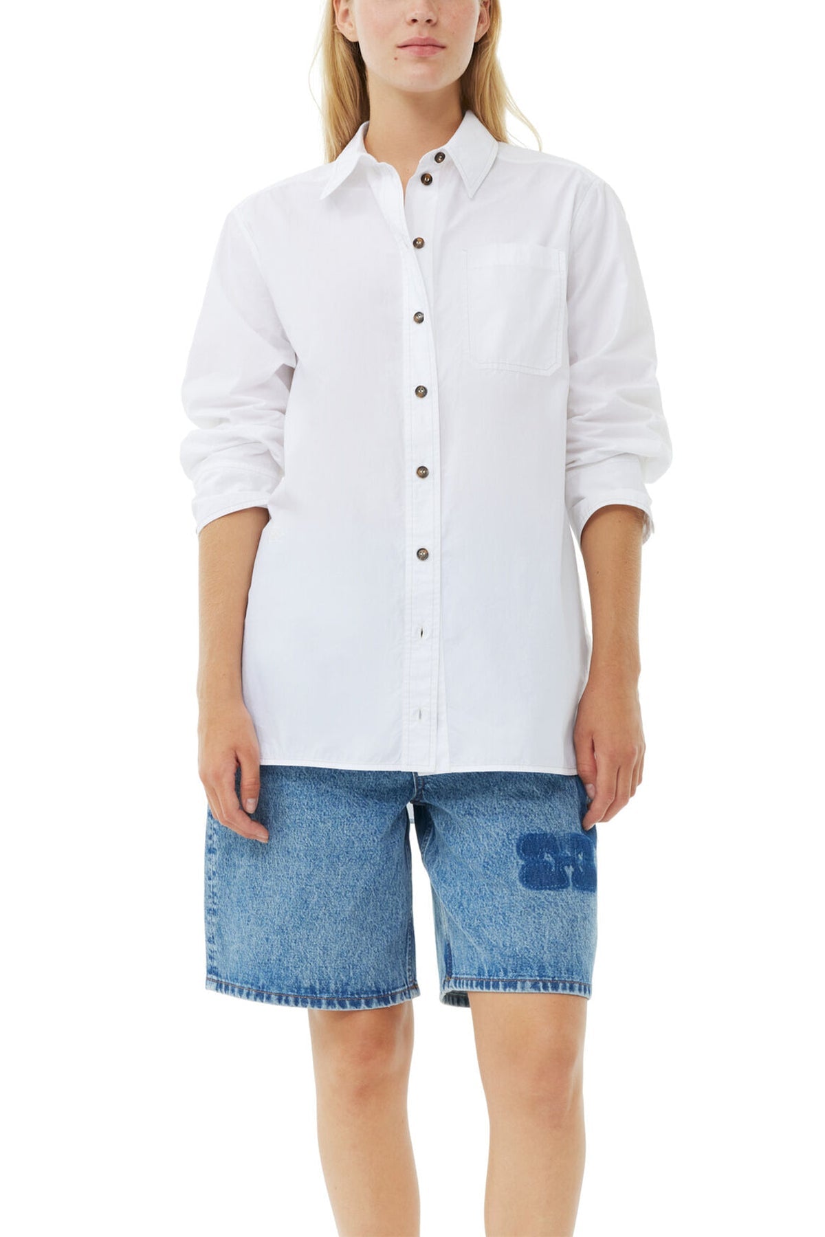 Cotton Poplin Oversized Shirt in Bright White