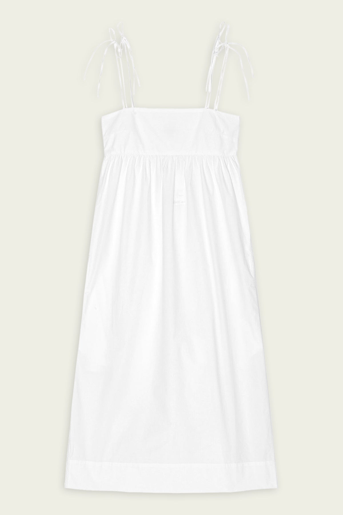 Cotton Poplin String Midi Dress in Bright White