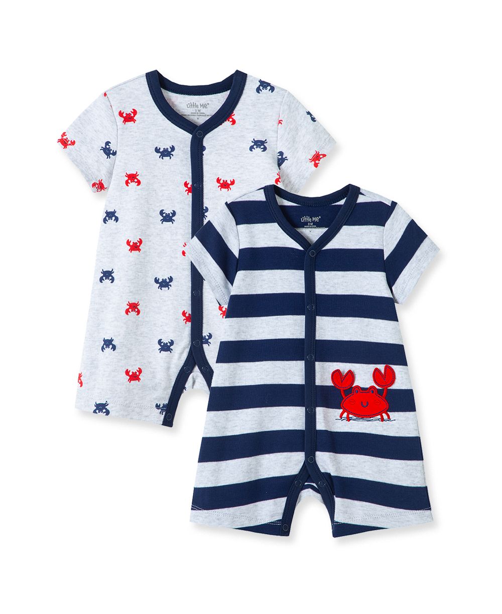 Crab 2 Pack Rompers in Blue