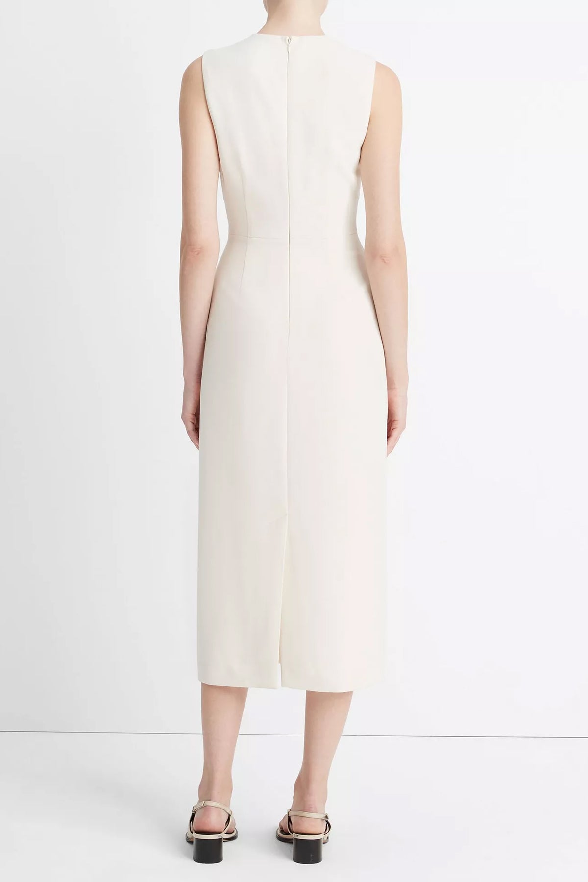 Crew Neck Sheath Dress in Off-White