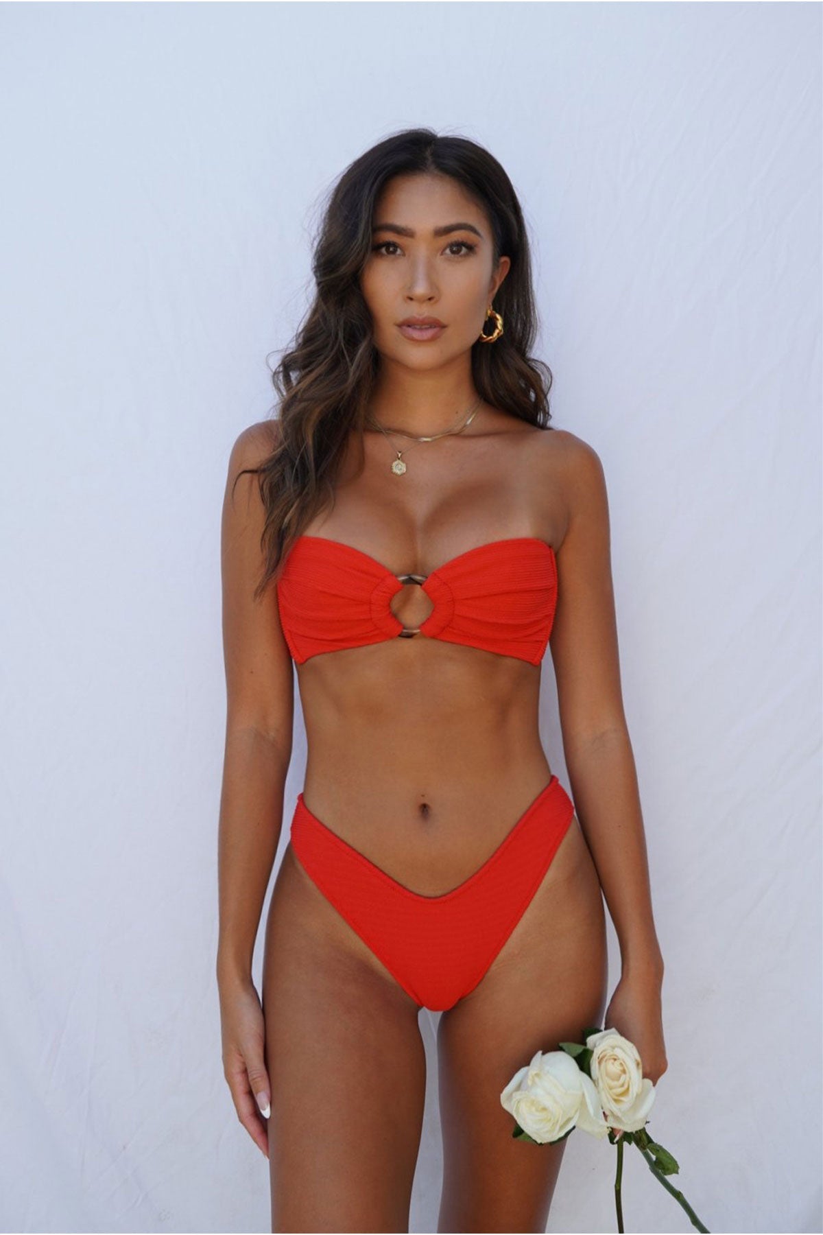 Crimson Micro Scrunch Lulu (Zig Zag Stitch) Bikini Bottom