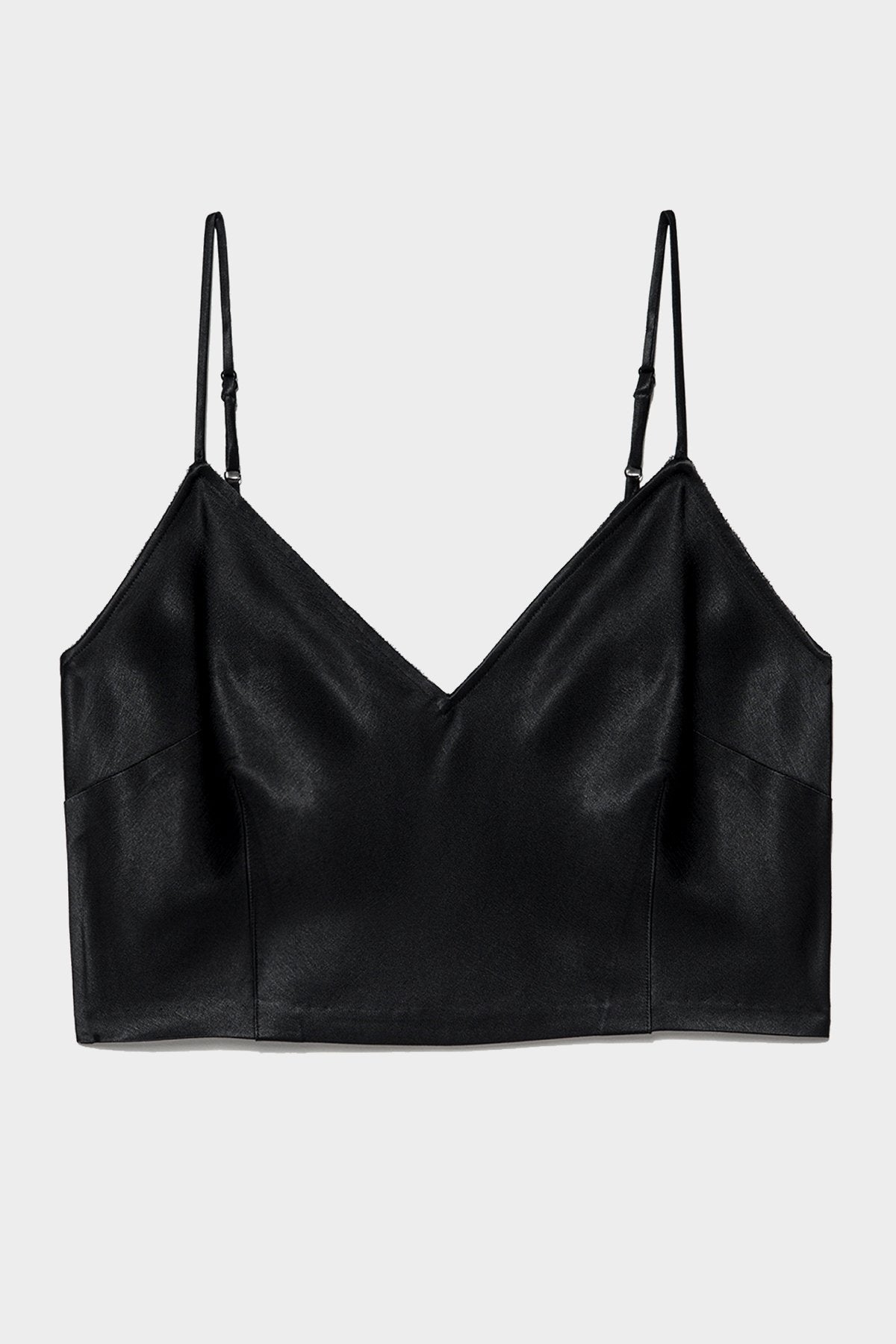 Cropped Satin Cami in Noir