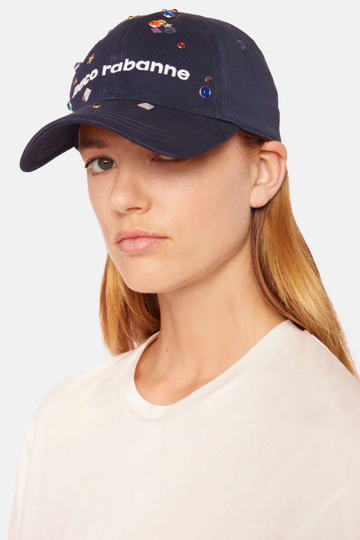 Crystal Embellished Baseball Cap in Navy