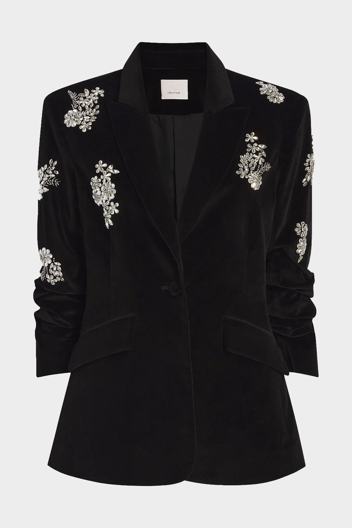 Crystal Ivy Chenille Scrunched Cheyenne Blazer in Black